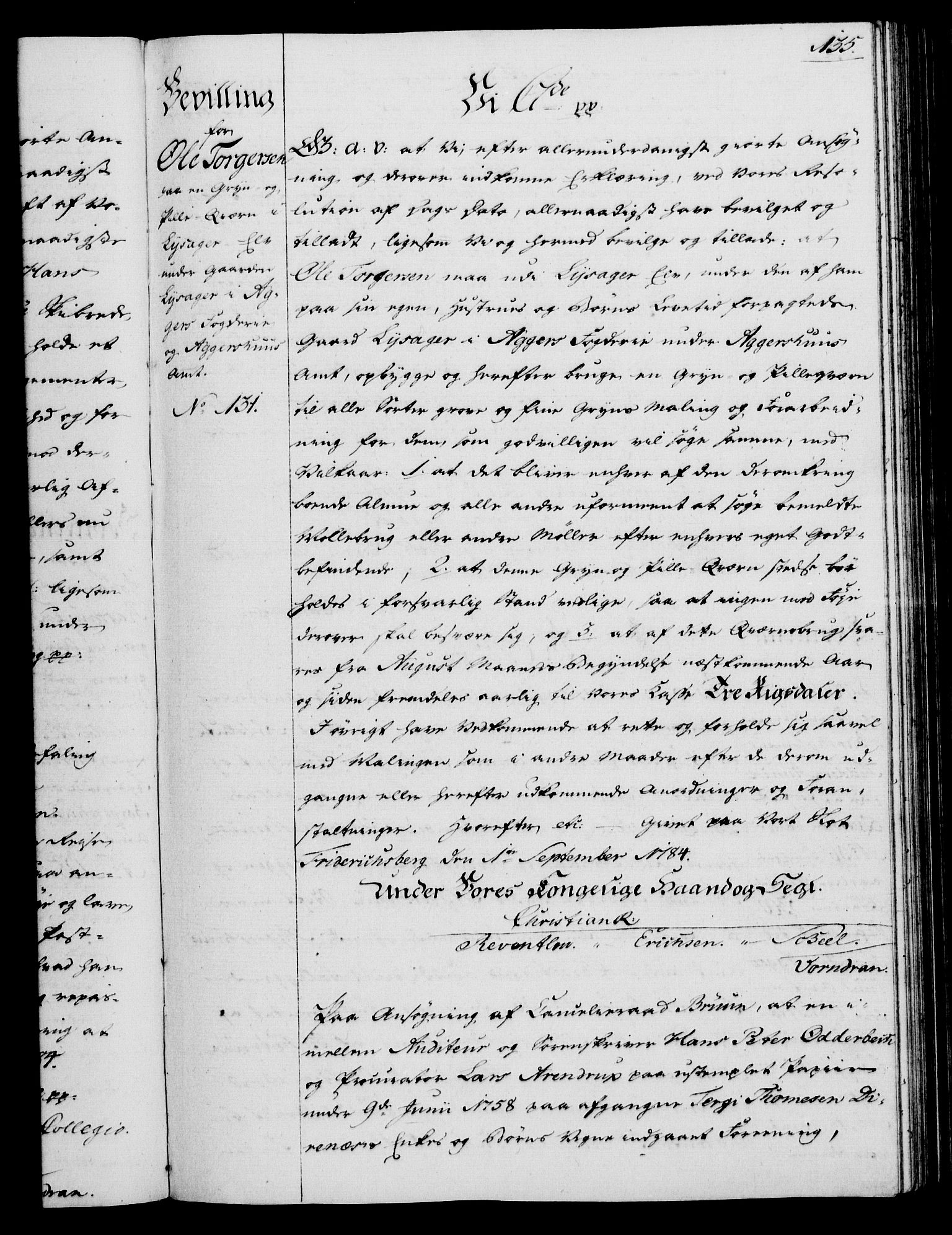 Rentekammeret, Kammerkanselliet, AV/RA-EA-3111/G/Gg/Gga/L0013: Norsk ekspedisjonsprotokoll med register (merket RK 53.13), 1784-1787, p. 135