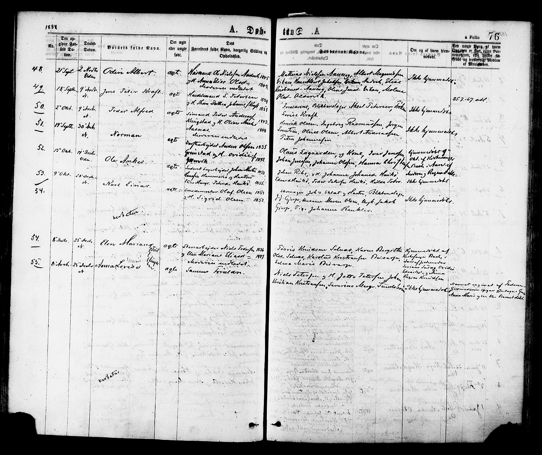 Ministerialprotokoller, klokkerbøker og fødselsregistre - Nord-Trøndelag, AV/SAT-A-1458/768/L0572: Parish register (official) no. 768A07, 1874-1886, p. 76