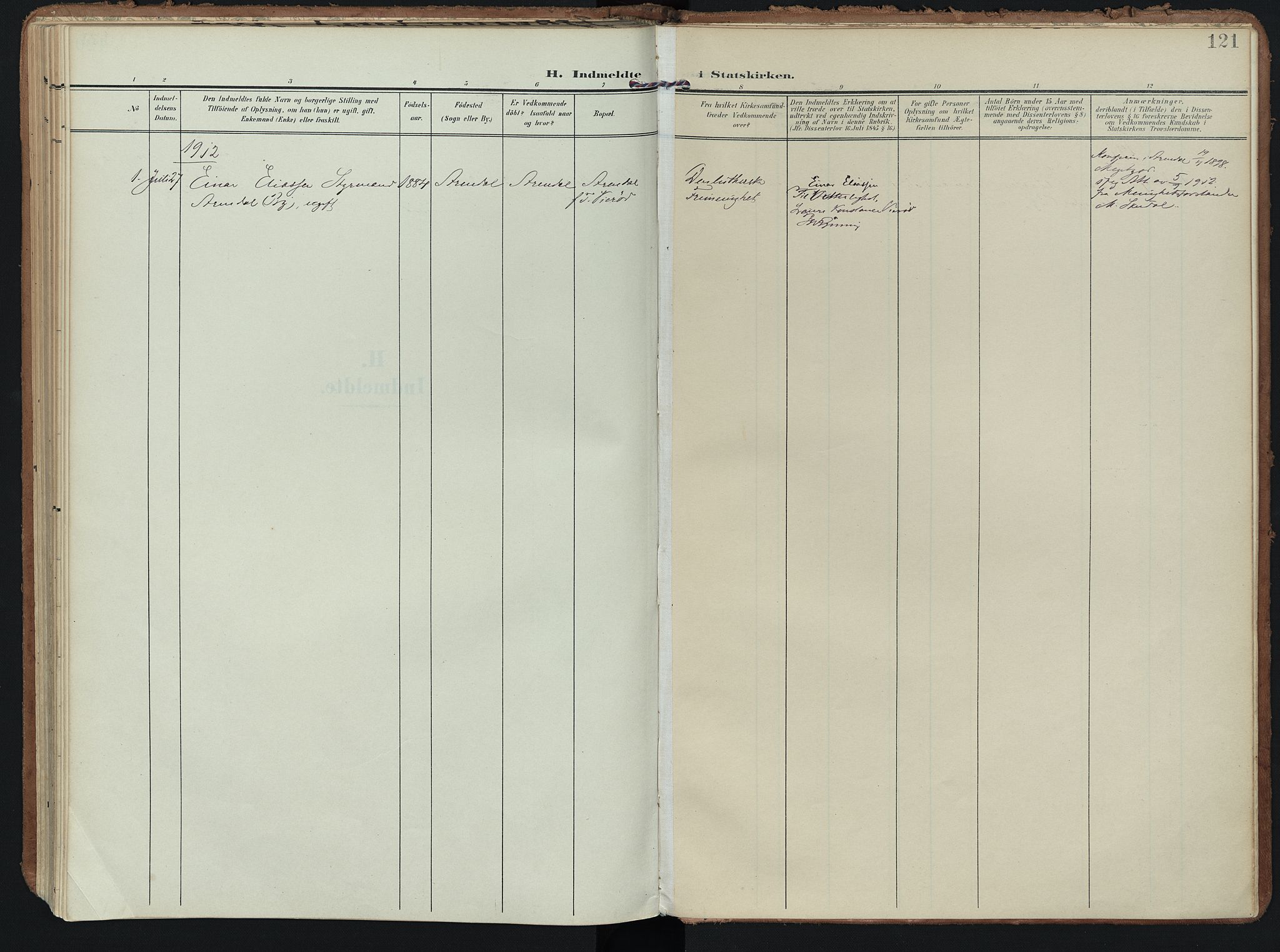 Hedrum kirkebøker, SAKO/A-344/F/Fc/L0002: Parish register (official) no. III 2, 1907-1930, p. 121