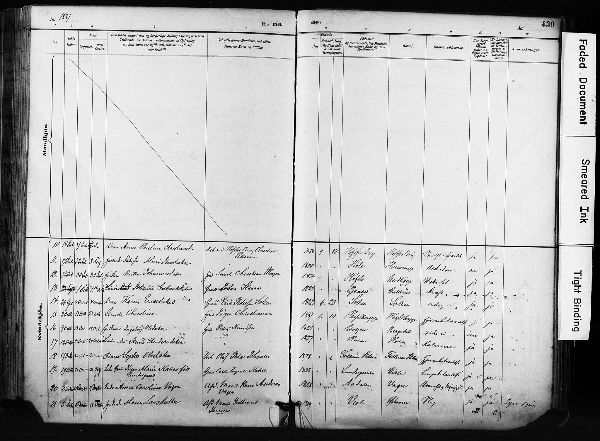 Norderhov kirkebøker, AV/SAKO-A-237/F/Fa/L0016: Parish register (official) no. 16, 1885-1902, p. 439