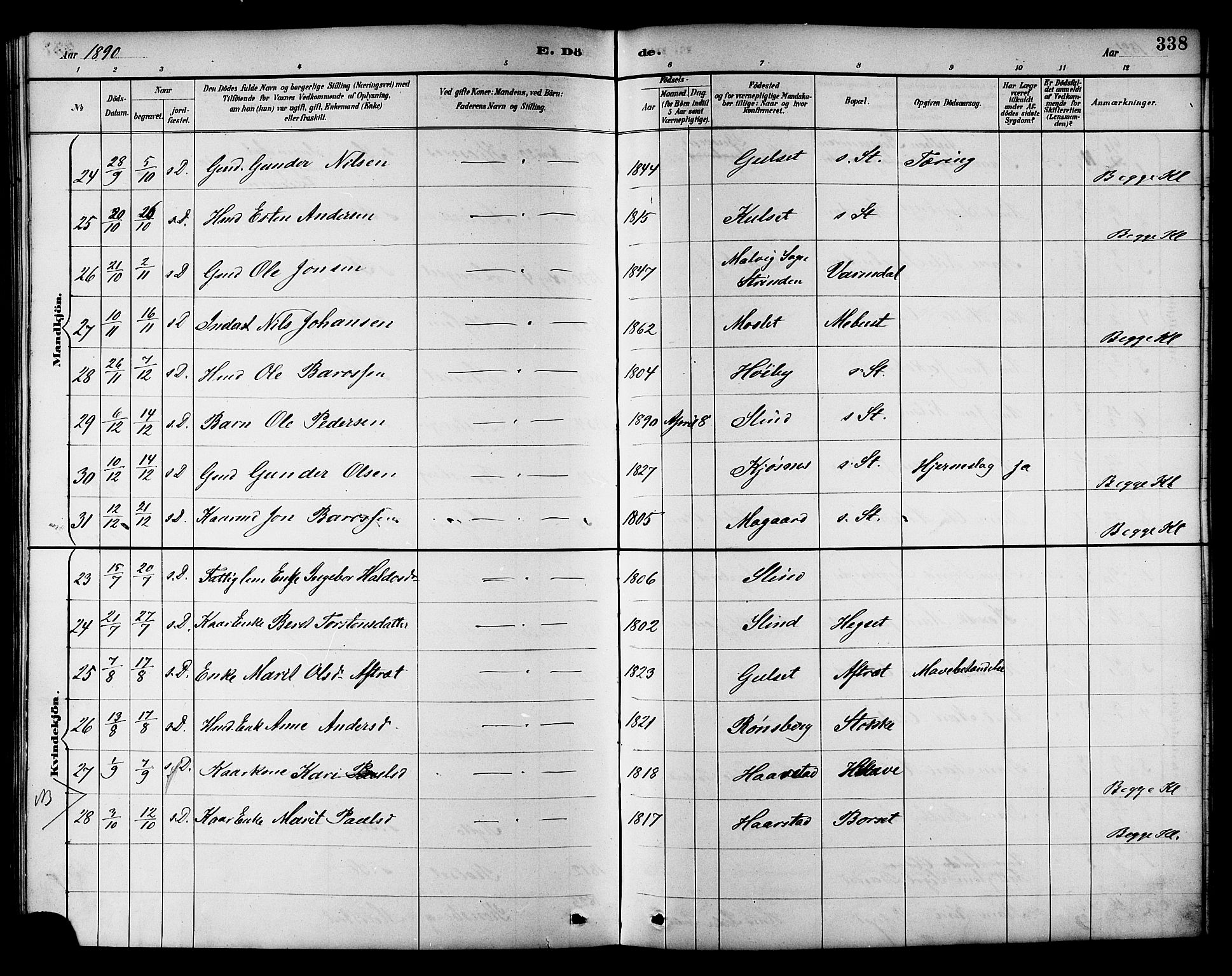 Ministerialprotokoller, klokkerbøker og fødselsregistre - Sør-Trøndelag, AV/SAT-A-1456/695/L1157: Parish register (copy) no. 695C08, 1889-1913, p. 338