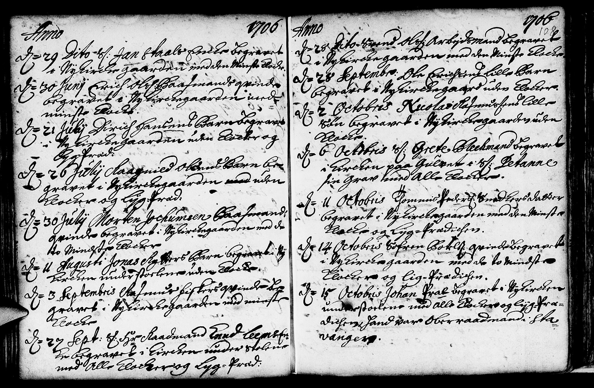 Nykirken Sokneprestembete, AV/SAB-A-77101/H/Haa/L0009: Parish register (official) no. A 9, 1689-1759, p. 108