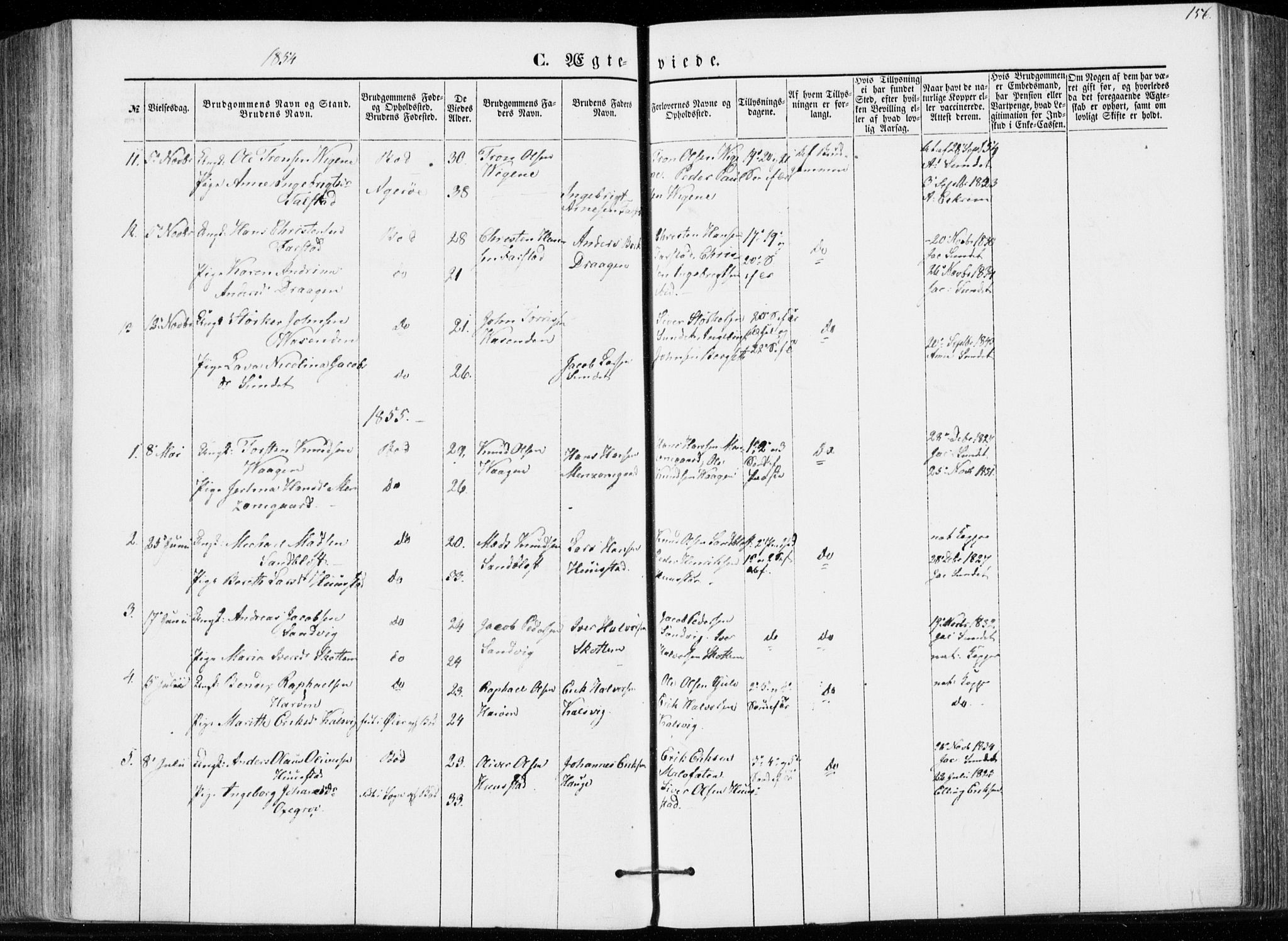 Ministerialprotokoller, klokkerbøker og fødselsregistre - Møre og Romsdal, AV/SAT-A-1454/566/L0767: Parish register (official) no. 566A06, 1852-1868, p. 156