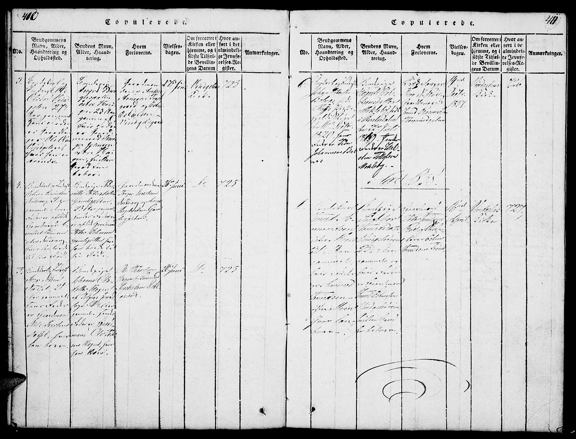 Tolga prestekontor, AV/SAH-PREST-062/L/L0003: Parish register (copy) no. 3, 1815-1862, p. 410-411