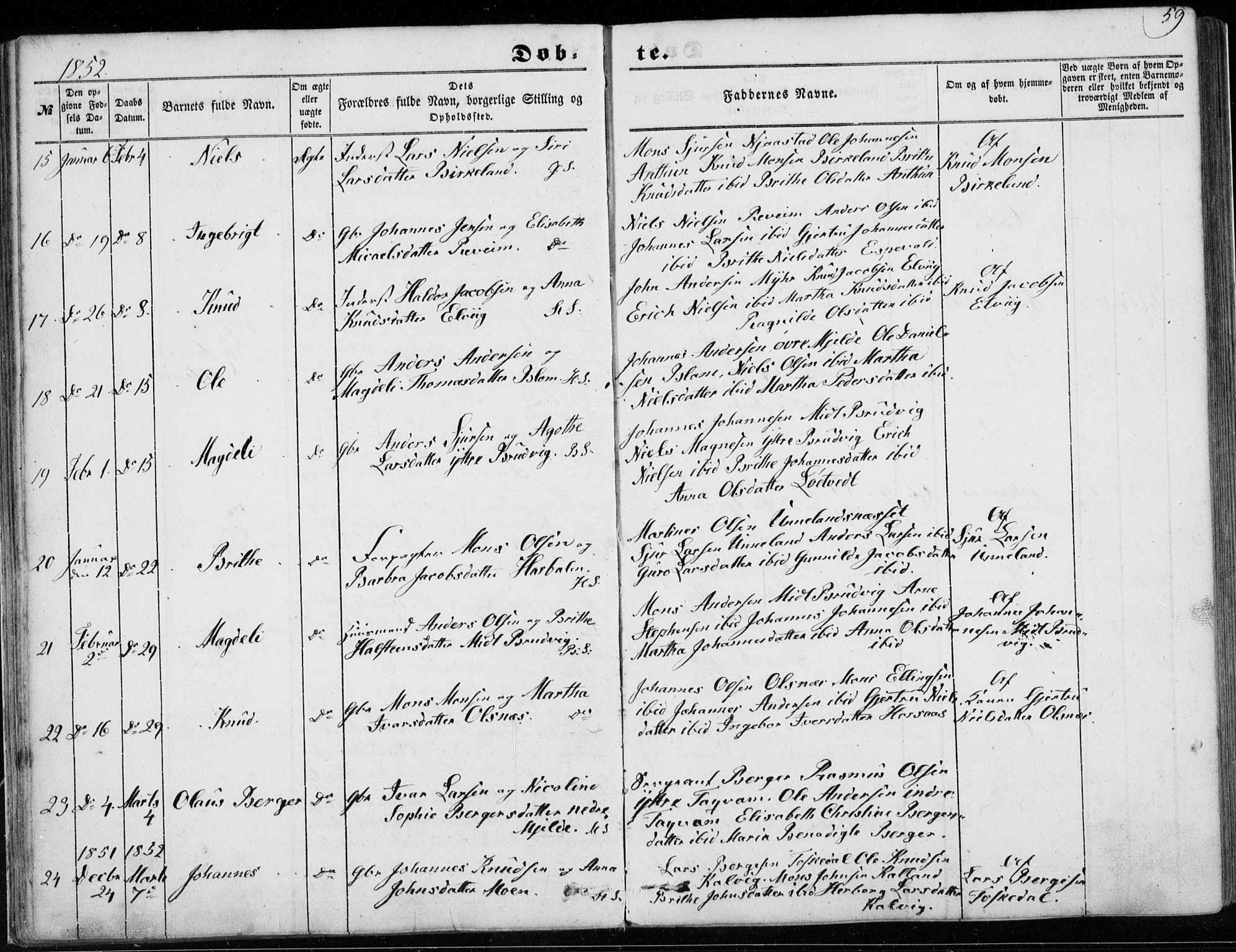 Haus sokneprestembete, SAB/A-75601/H/Haa: Parish register (official) no. A 16 I, 1848-1857, p. 59