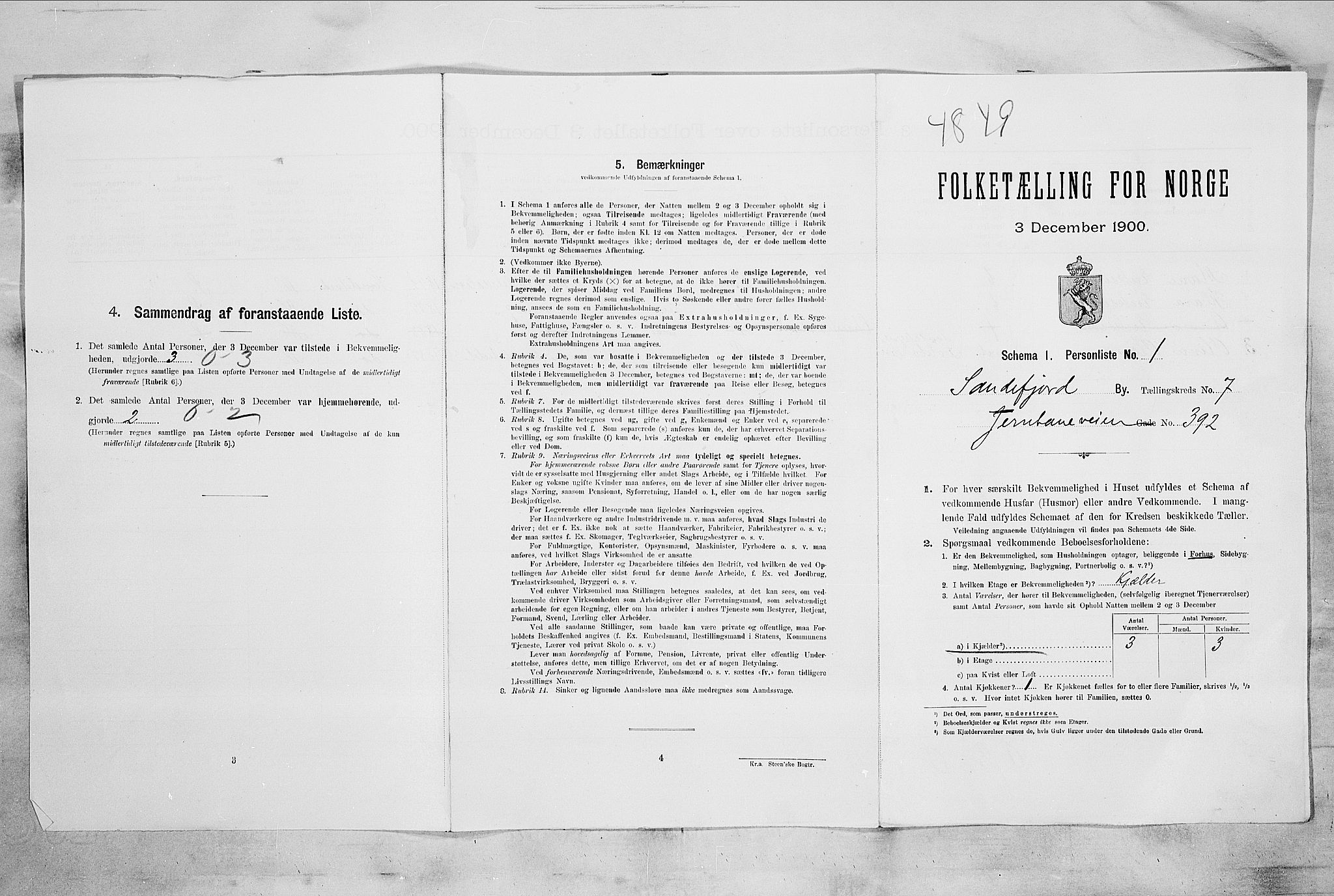 RA, 1900 census for Sandefjord, 1900, p. 1681