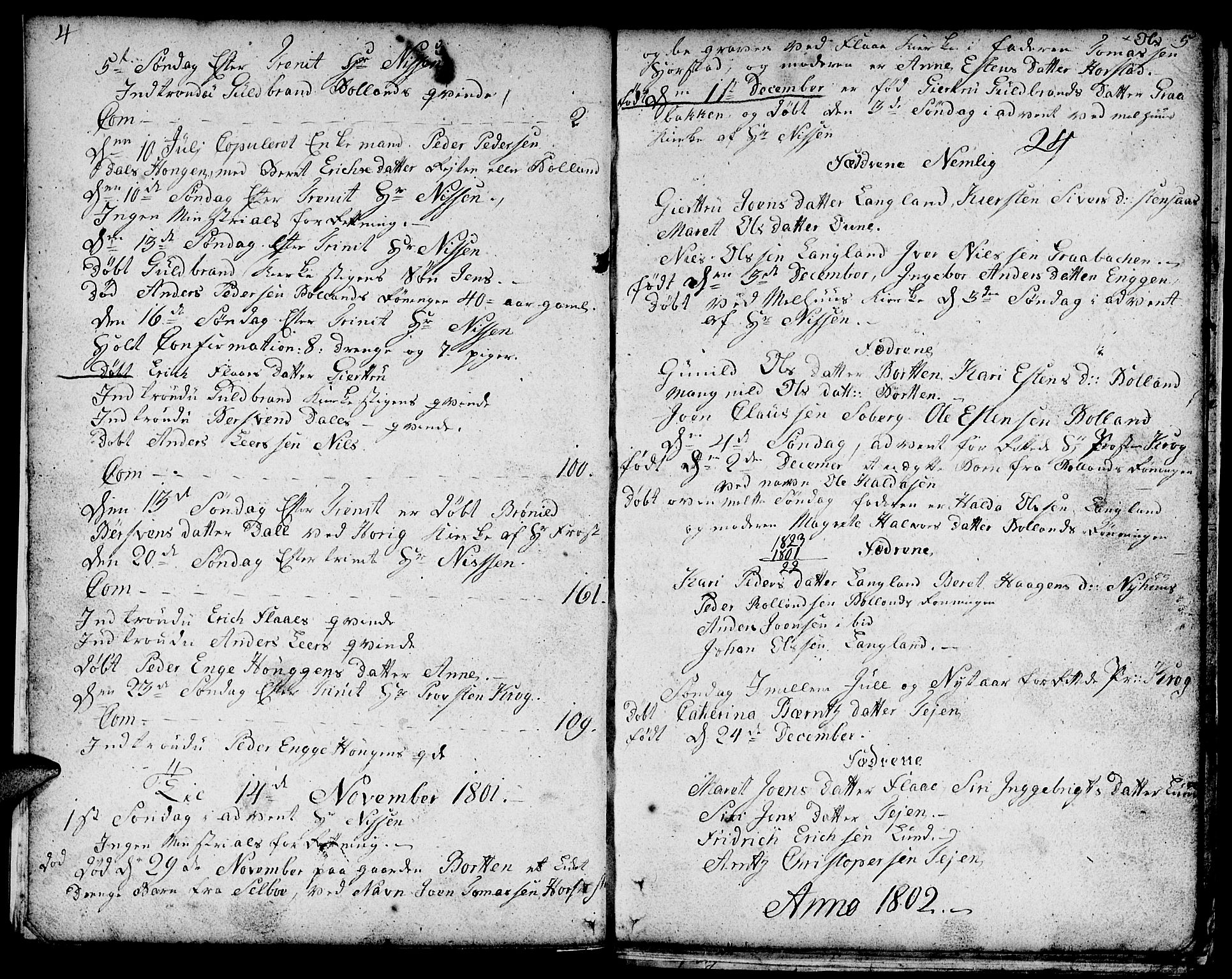 Ministerialprotokoller, klokkerbøker og fødselsregistre - Sør-Trøndelag, SAT/A-1456/693/L1120: Parish register (copy) no. 693C01, 1799-1816, p. 4-5