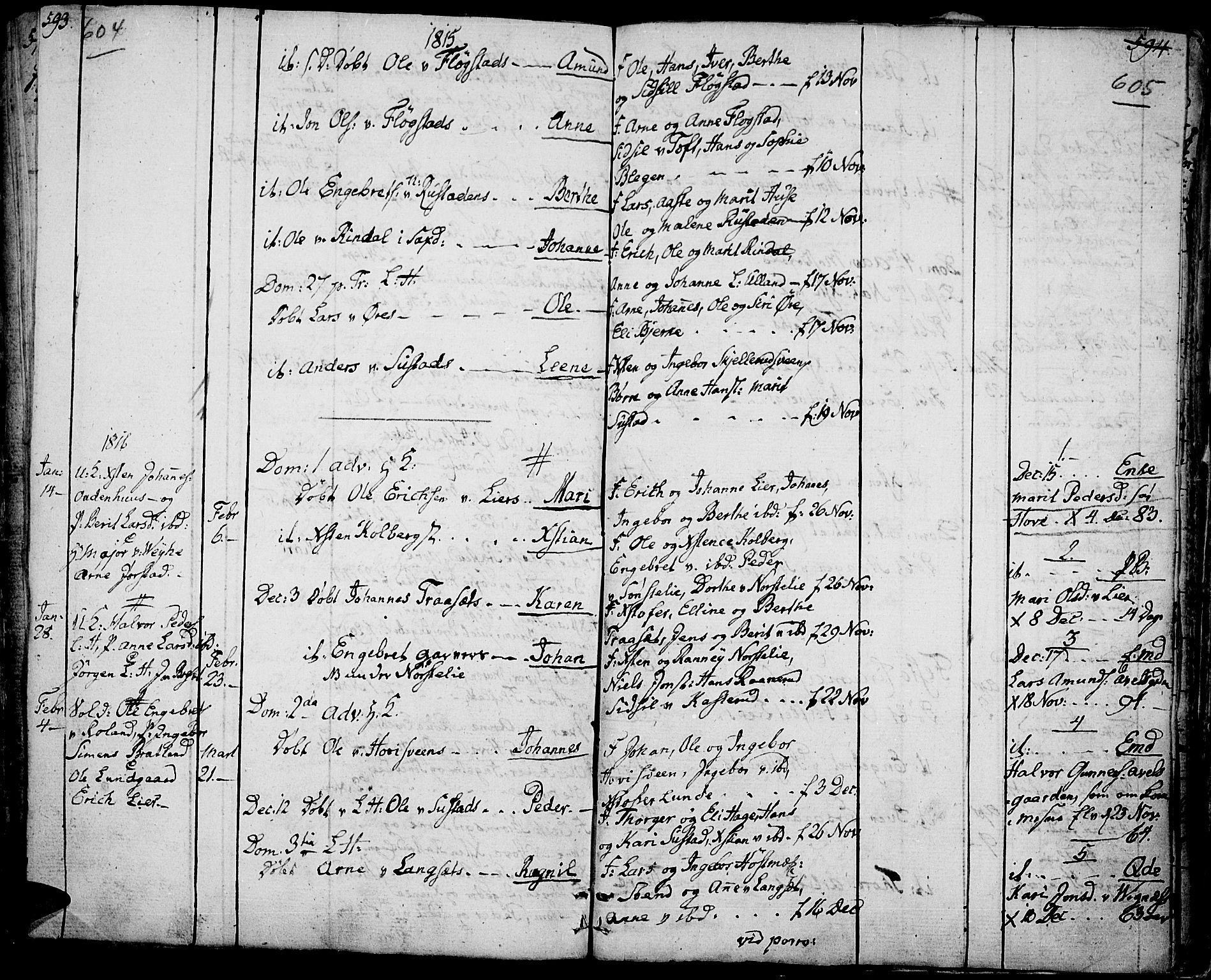 Fåberg prestekontor, SAH/PREST-086/H/Ha/Haa/L0002: Parish register (official) no. 2, 1775-1818, p. 604-605