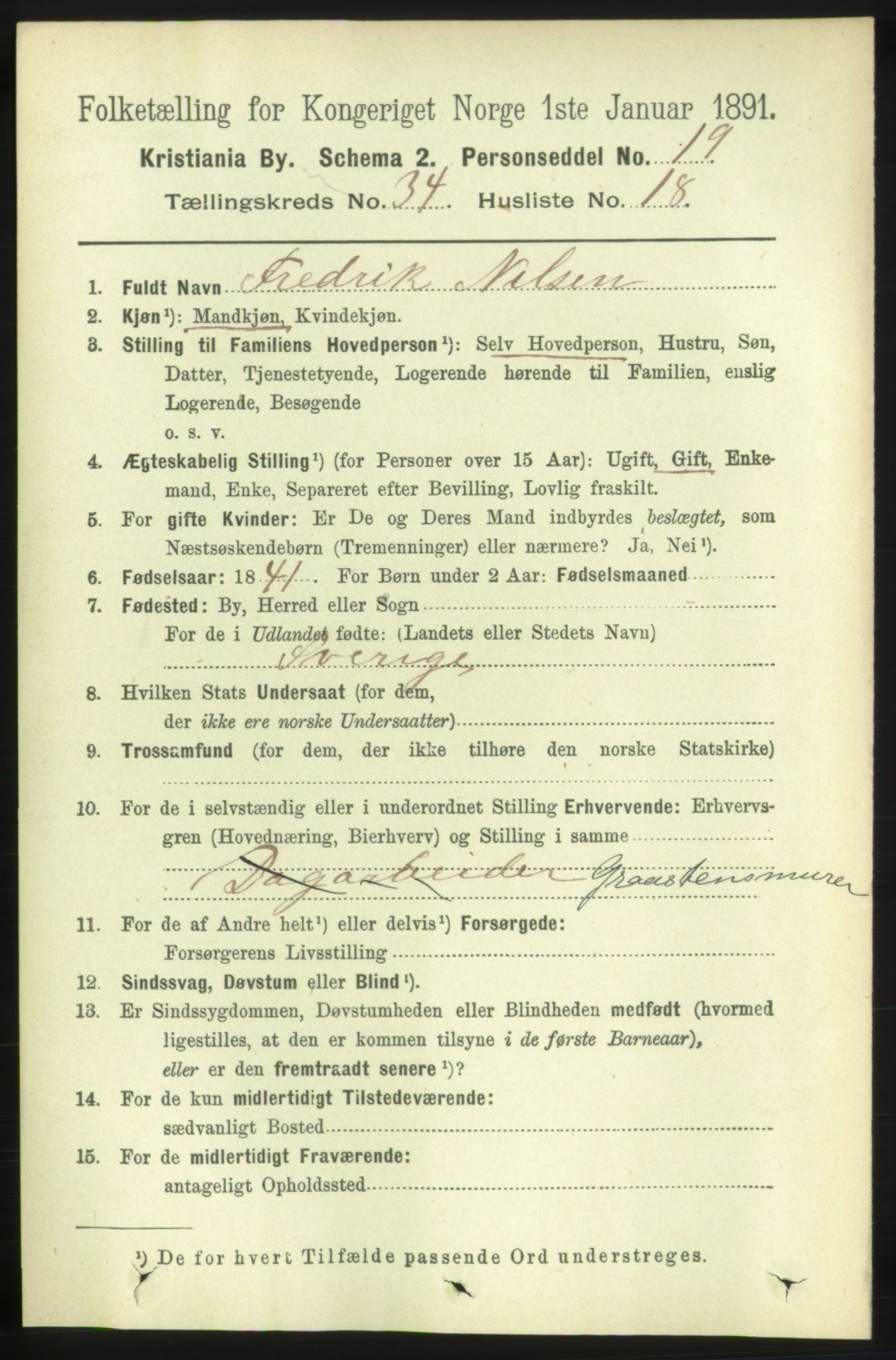 RA, 1891 census for 0301 Kristiania, 1891, p. 18868