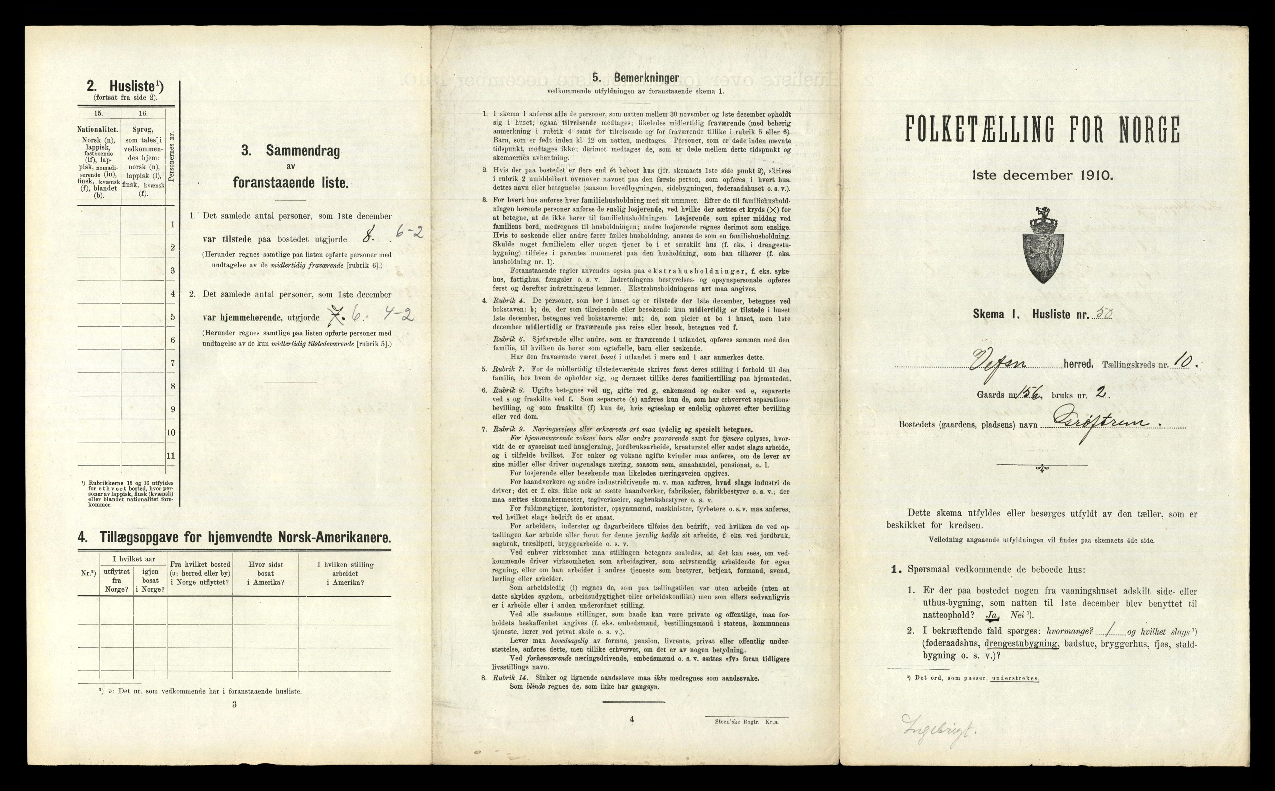 RA, 1910 census for Vefsn, 1910, p. 1172