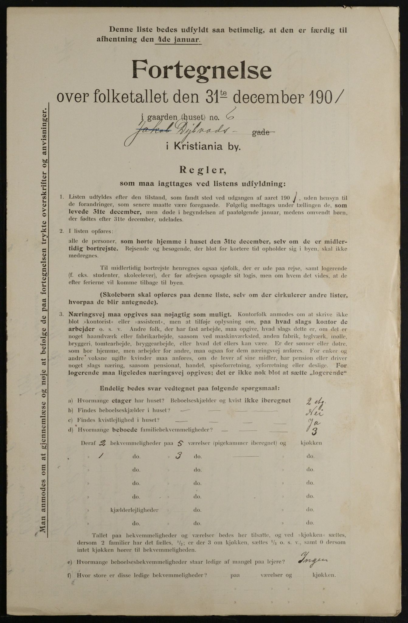 OBA, Municipal Census 1901 for Kristiania, 1901, p. 2843