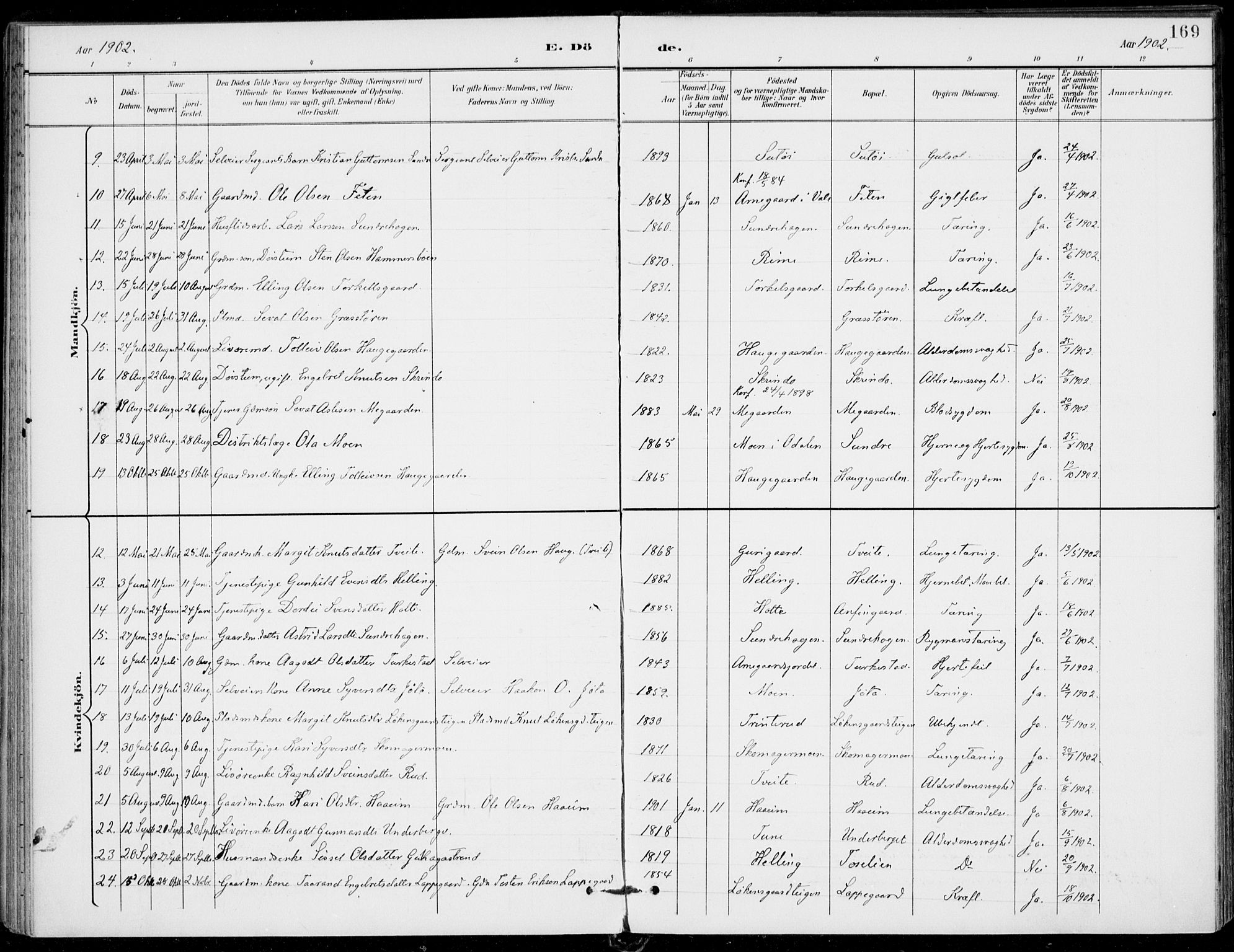 Ål kirkebøker, AV/SAKO-A-249/F/Fa/L0009: Parish register (official) no. I 9, 1897-1915, p. 169