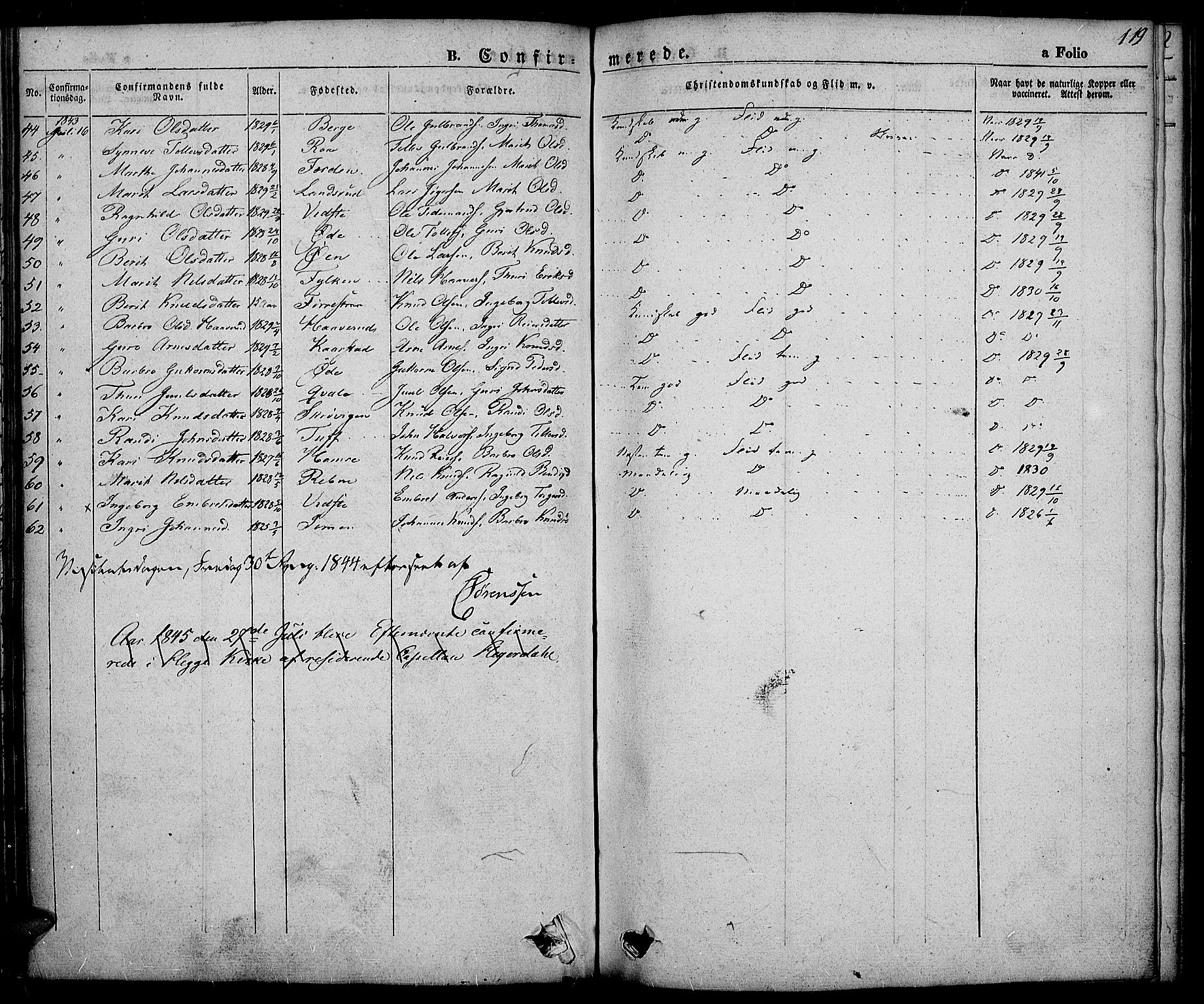 Slidre prestekontor, SAH/PREST-134/H/Ha/Haa/L0003: Parish register (official) no. 3, 1831-1843, p. 119