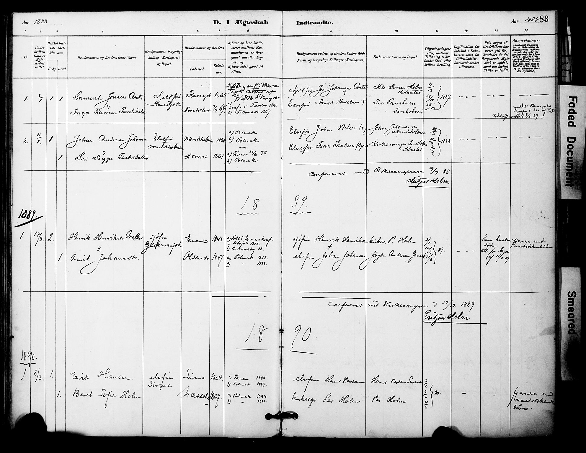 Nesseby sokneprestkontor, SATØ/S-1330/H/Ha/L0005kirke: Parish register (official) no. 5, 1885-1906, p. 83