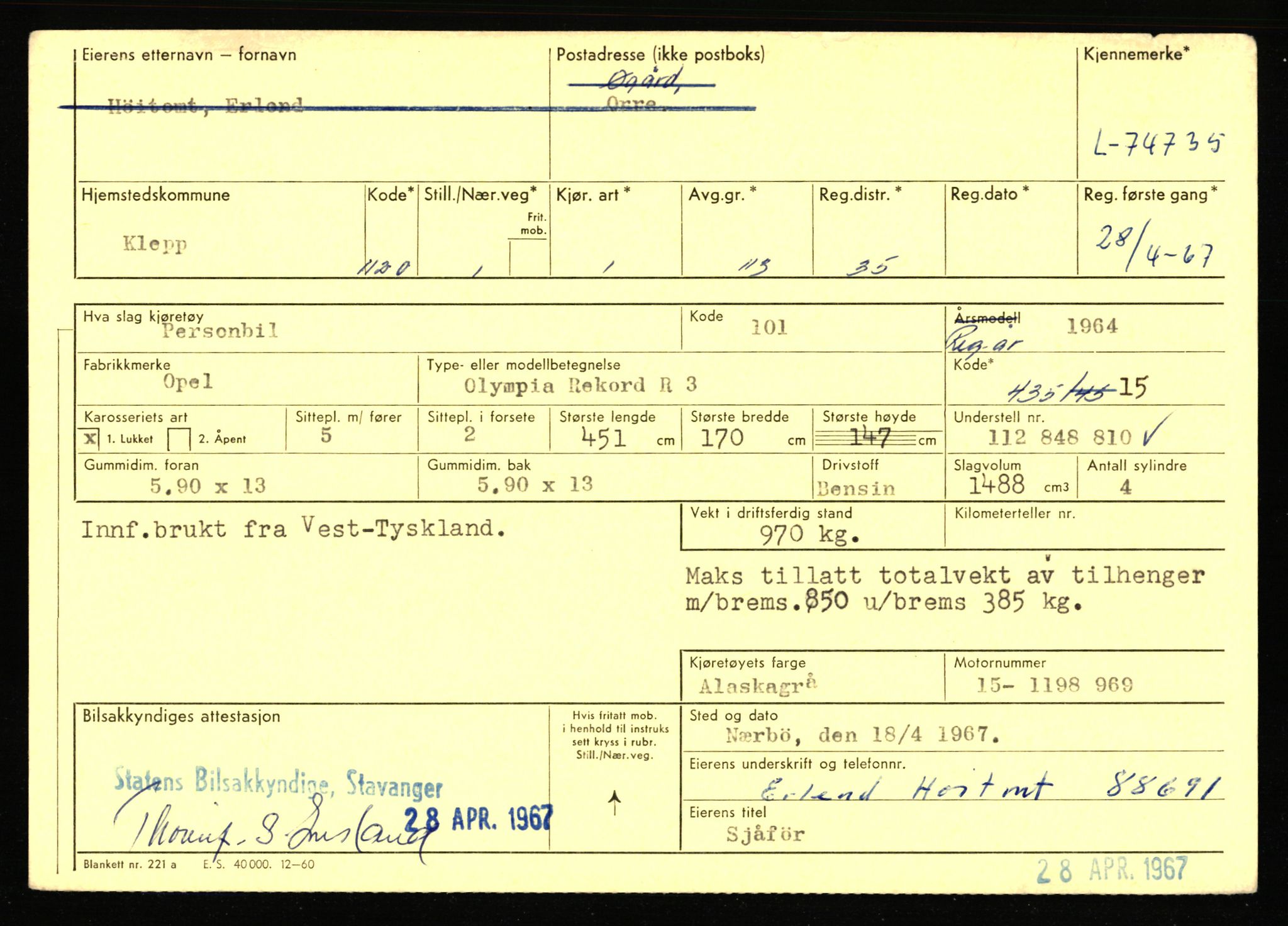 Stavanger trafikkstasjon, SAST/A-101942/0/F/L0067: L-71600 - L-74999, 1930-1971, p. 2176