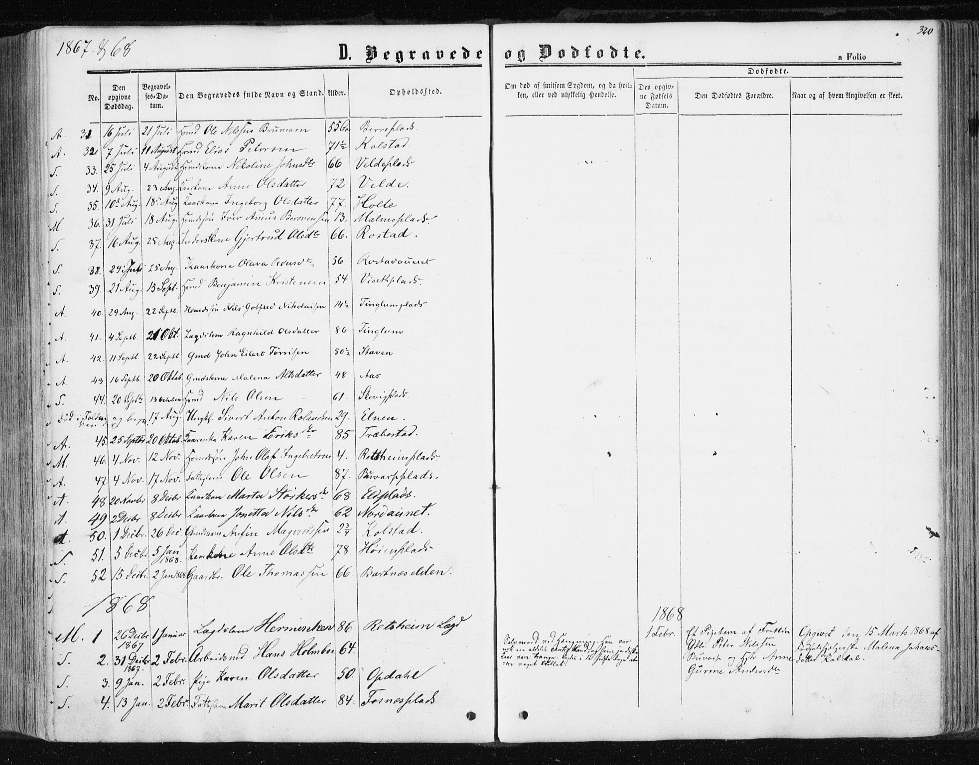 Ministerialprotokoller, klokkerbøker og fødselsregistre - Nord-Trøndelag, AV/SAT-A-1458/741/L0394: Parish register (official) no. 741A08, 1864-1877, p. 320
