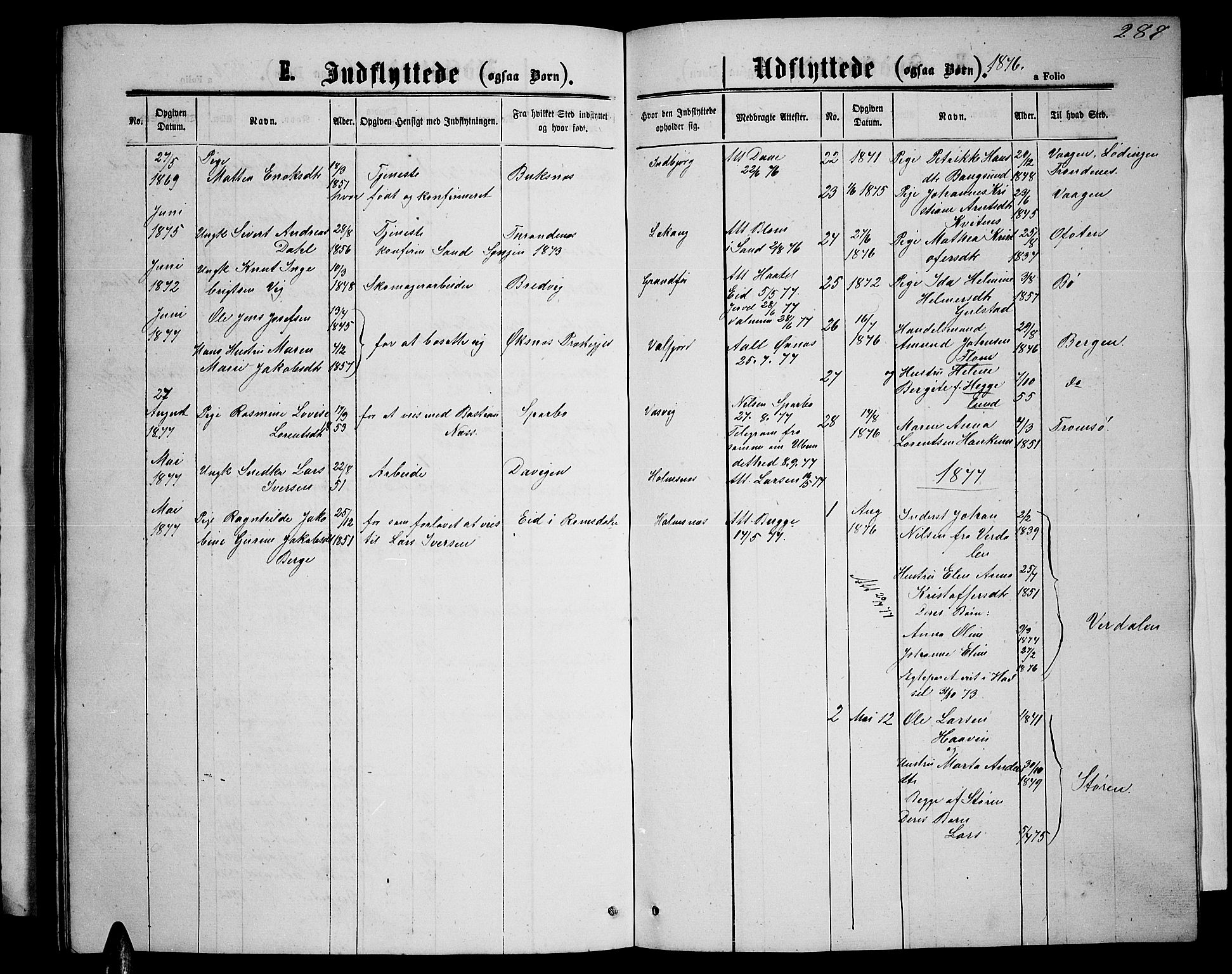 Ministerialprotokoller, klokkerbøker og fødselsregistre - Nordland, AV/SAT-A-1459/888/L1266: Parish register (copy) no. 888C04, 1864-1877, p. 288