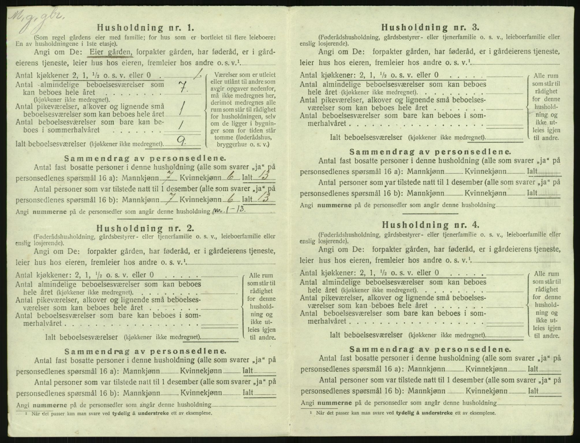 SAK, 1920 census for Holt, 1920, p. 1247