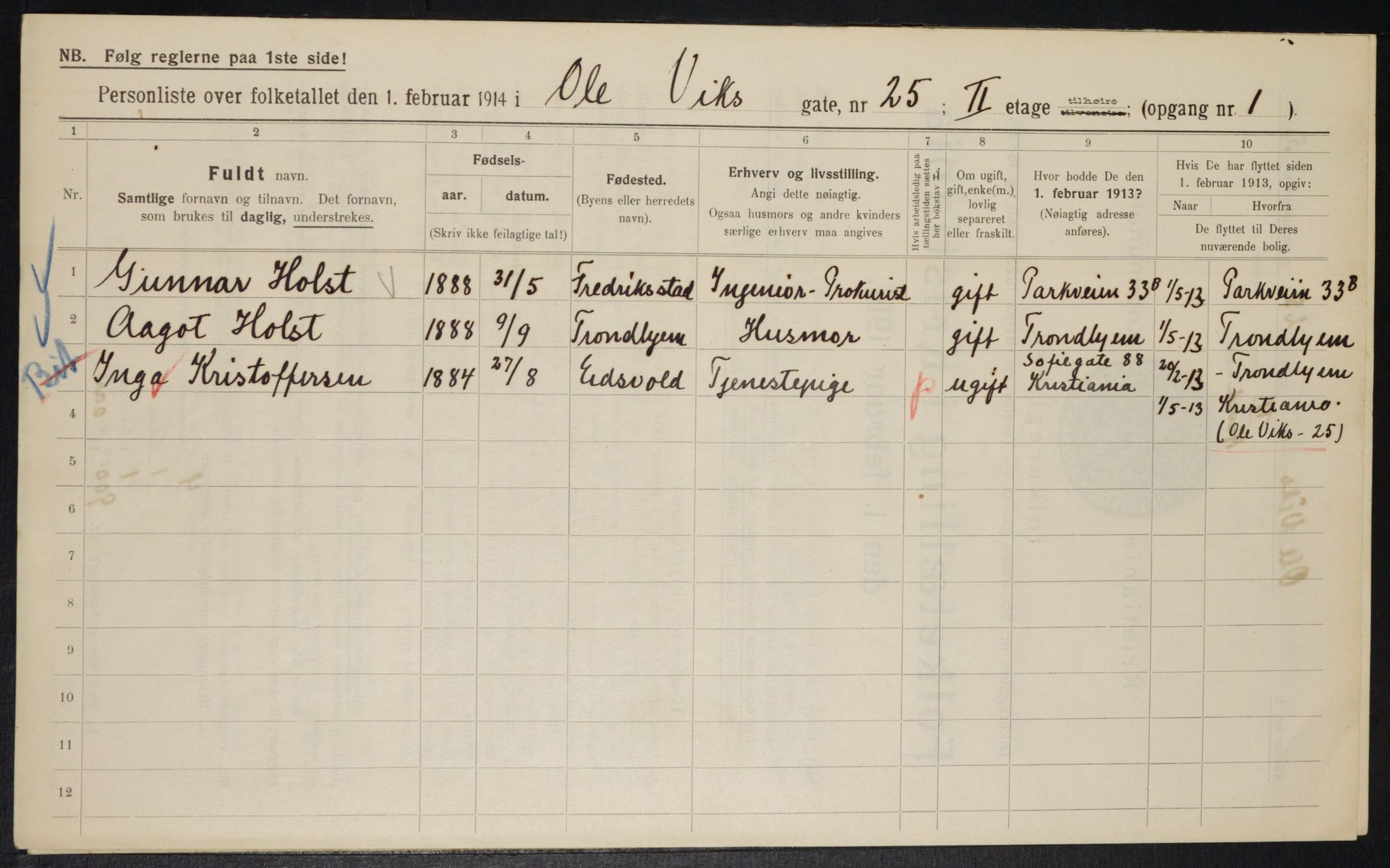 OBA, Municipal Census 1914 for Kristiania, 1914, p. 75764