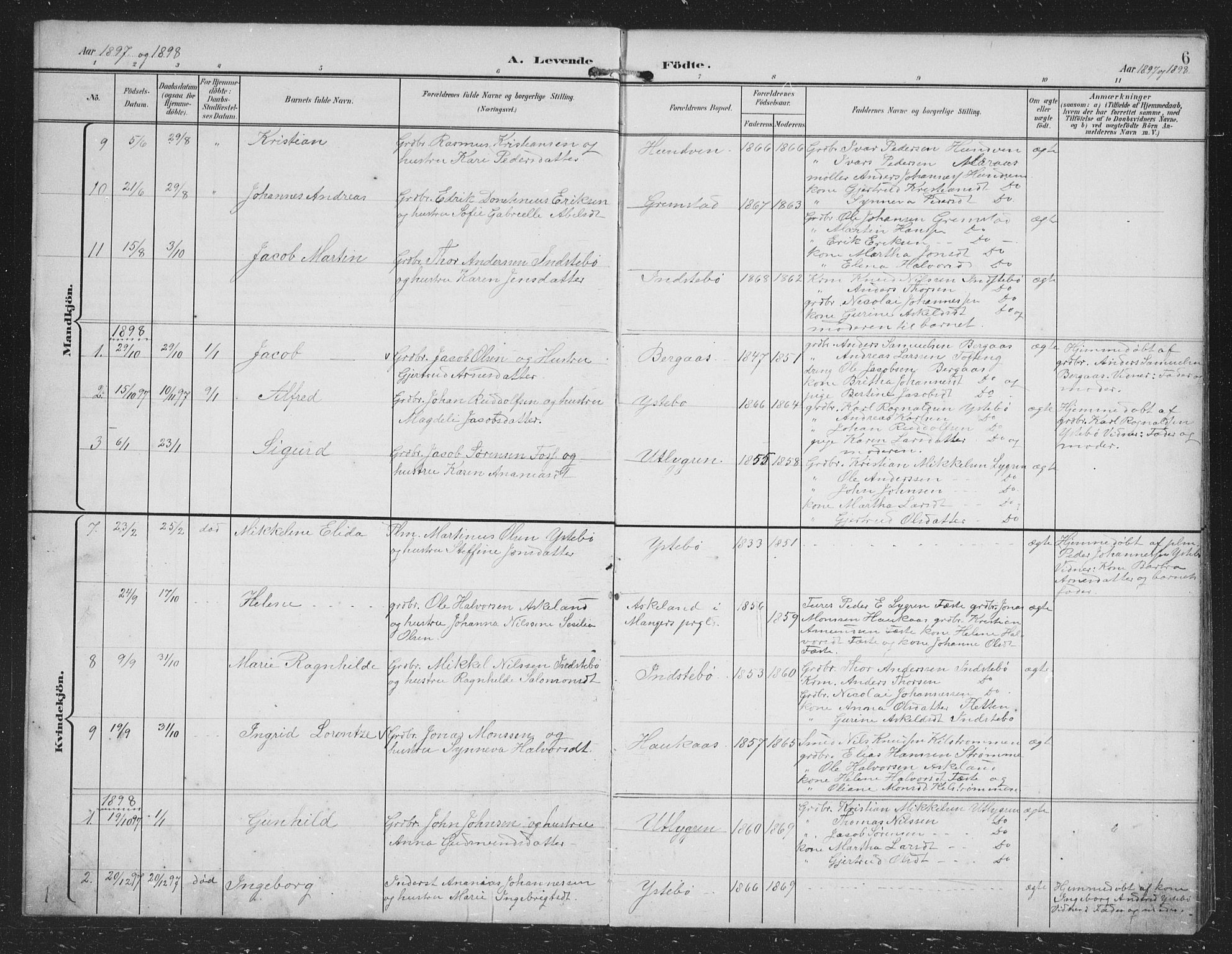 Alversund Sokneprestembete, SAB/A-73901/H/Ha/Hab: Parish register (copy) no. B 4, 1897-1914, p. 6