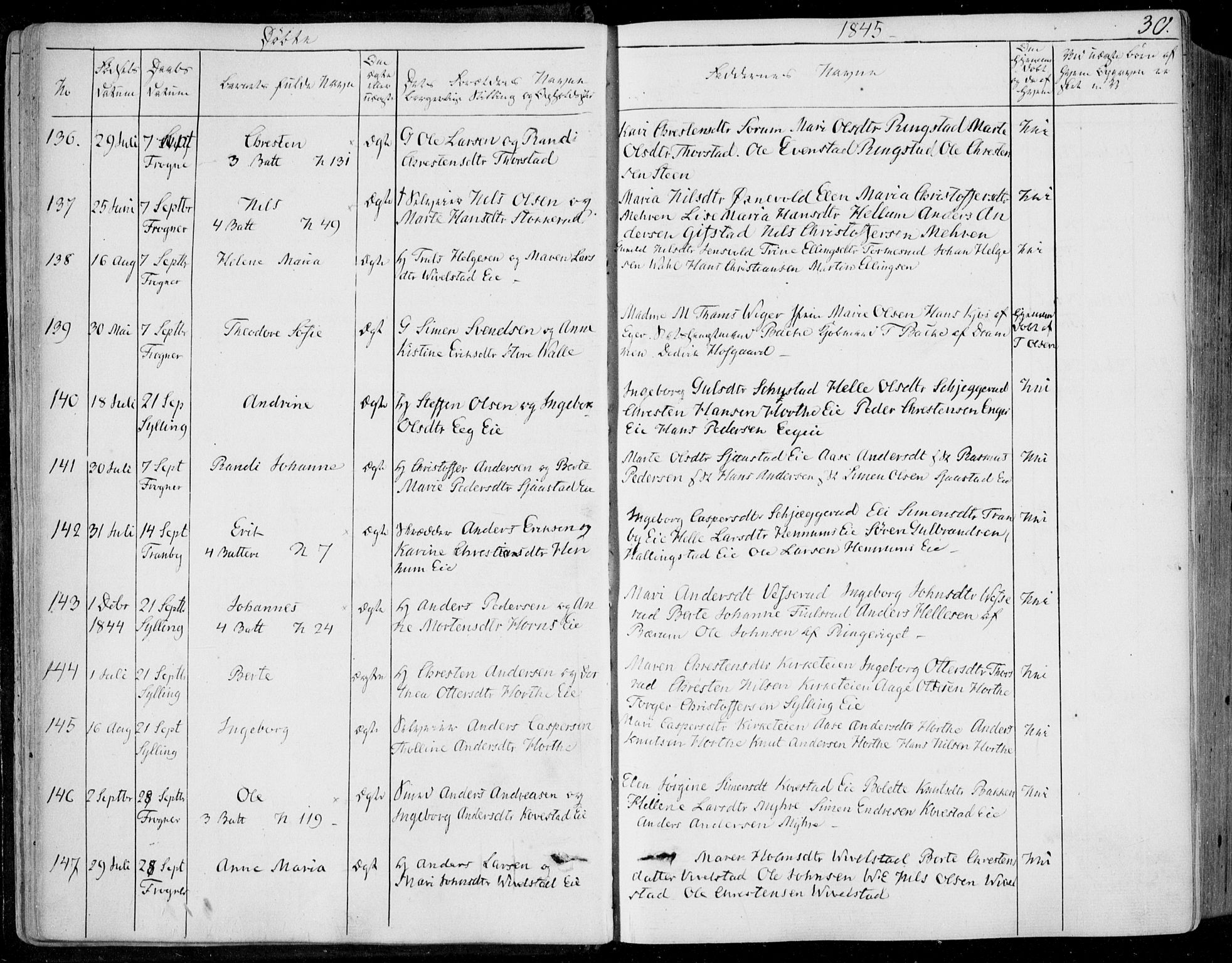 Lier kirkebøker, AV/SAKO-A-230/F/Fa/L0011: Parish register (official) no. I 11, 1843-1854, p. 30