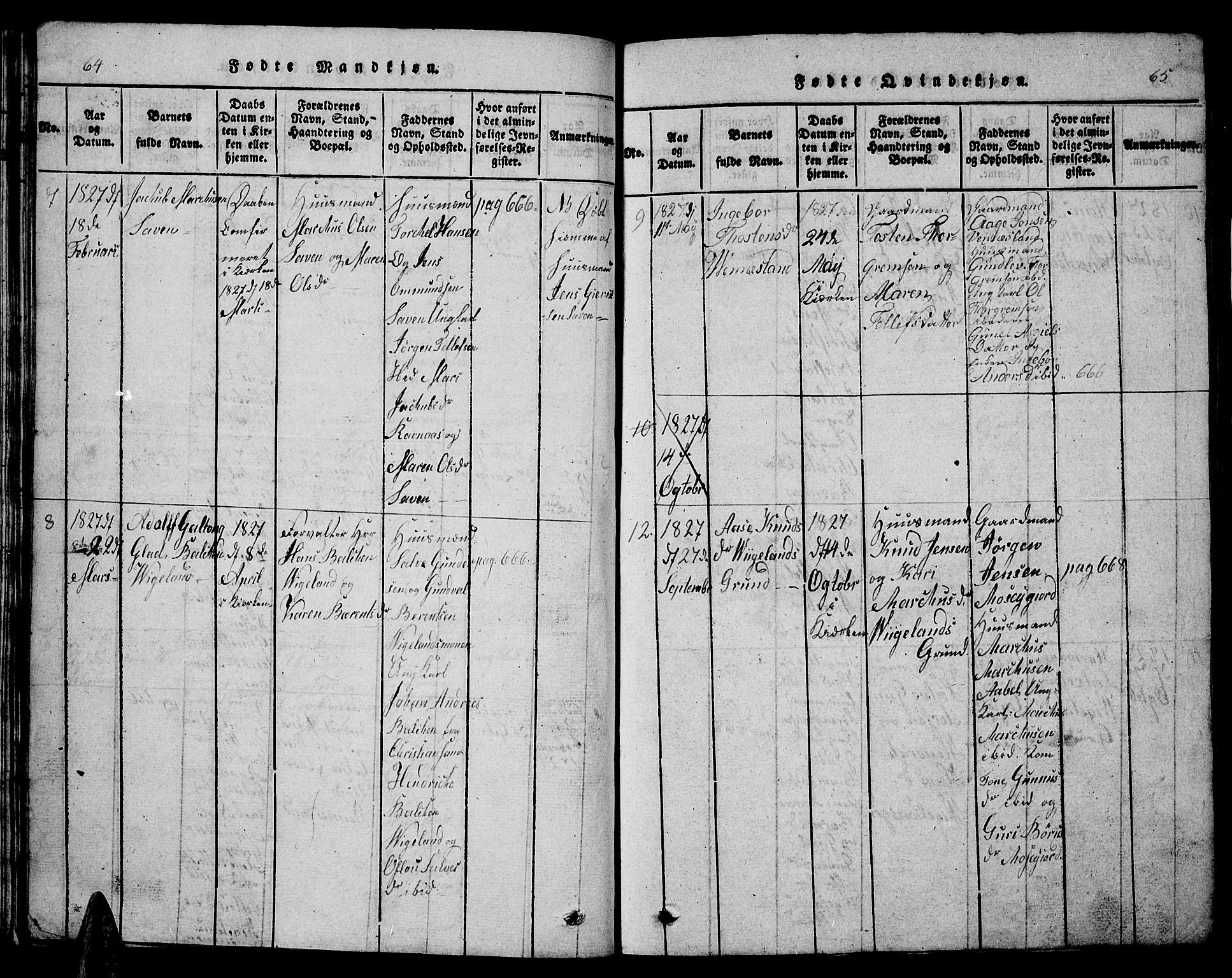 Vennesla sokneprestkontor, AV/SAK-1111-0045/Fb/Fbb/L0001: Parish register (copy) no. B 1, 1820-1834, p. 64-65