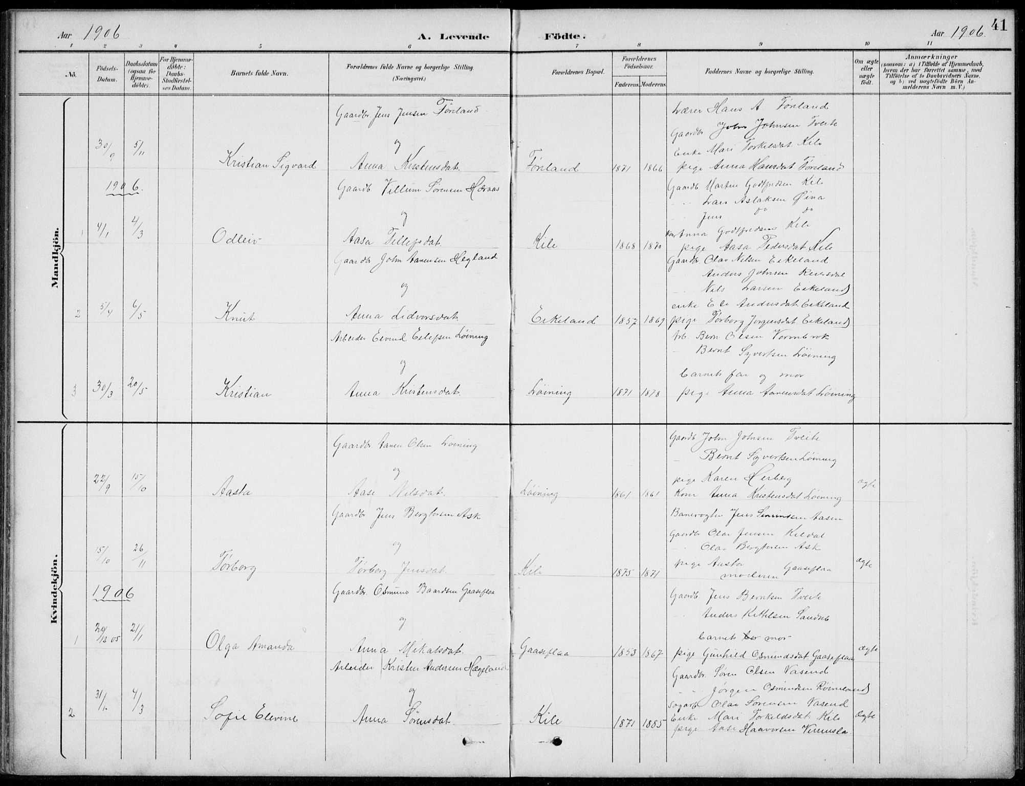 Vennesla sokneprestkontor, AV/SAK-1111-0045/Fb/Fba/L0003: Parish register (copy) no. B 3, 1890-1919, p. 41