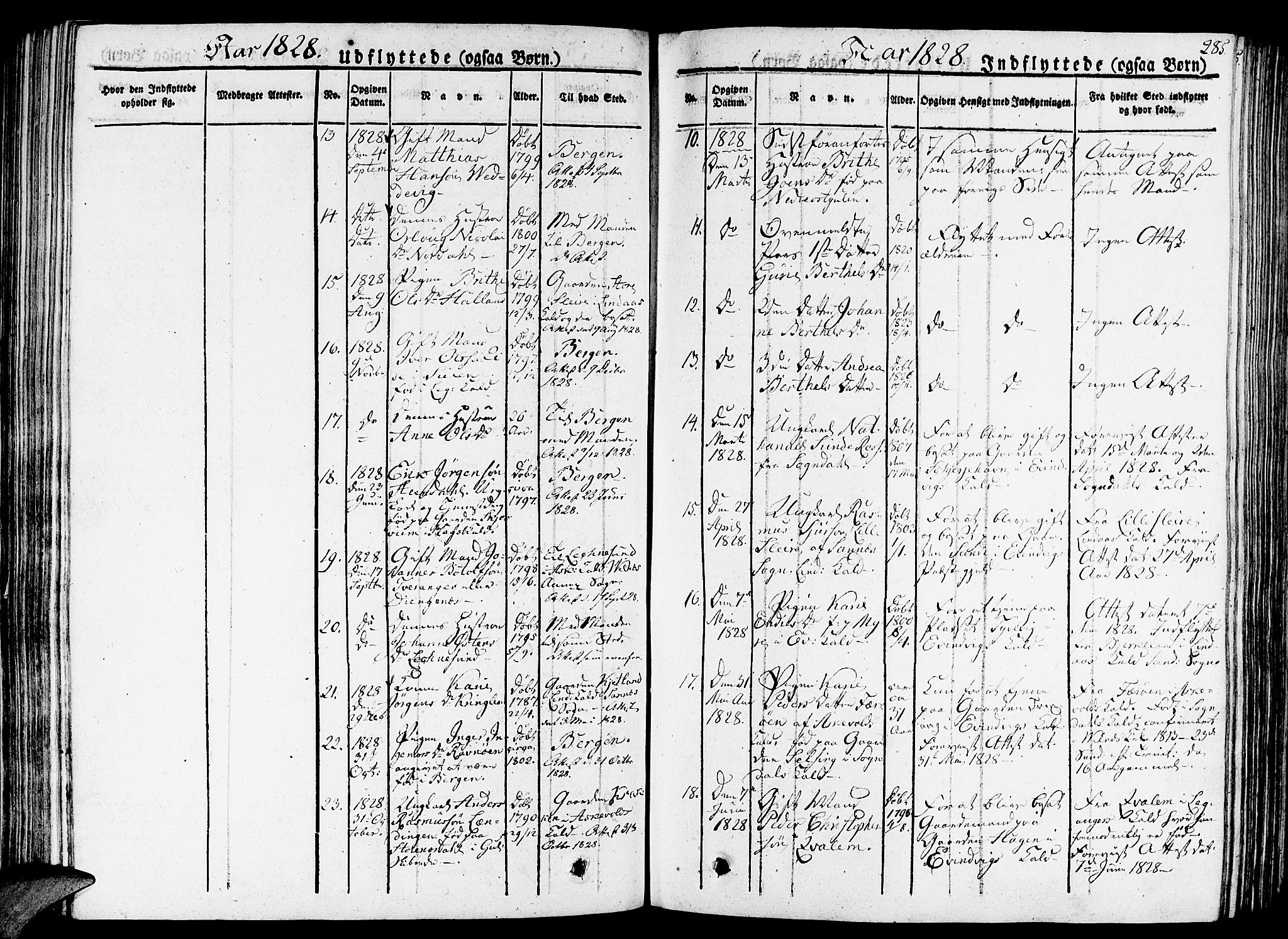 Gulen sokneprestembete, SAB/A-80201/H/Haa/Haaa/L0019: Parish register (official) no. A 19, 1826-1836, p. 285