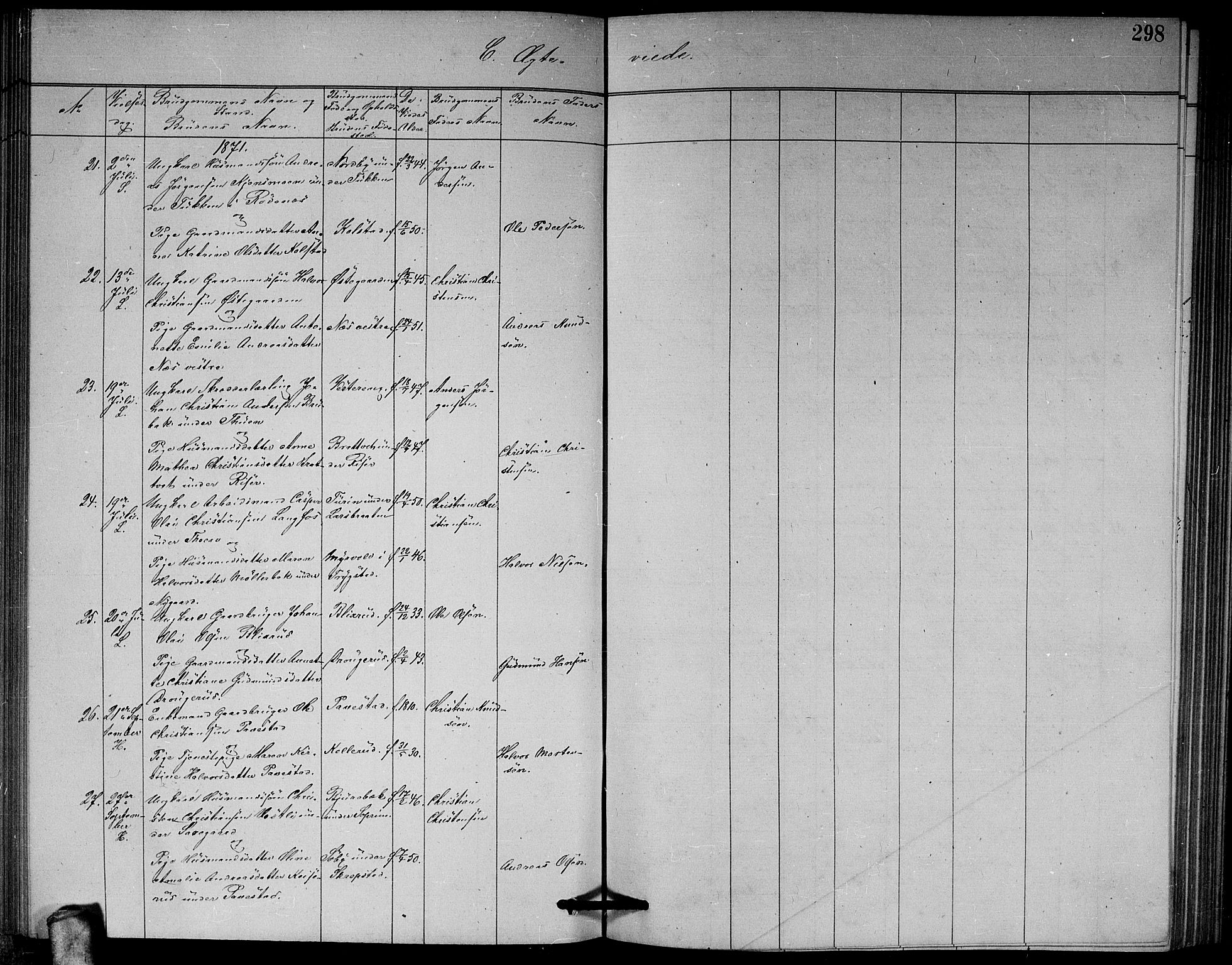 Høland prestekontor Kirkebøker, AV/SAO-A-10346a/G/Ga/L0006: Parish register (copy) no. I 6, 1869-1879, p. 298