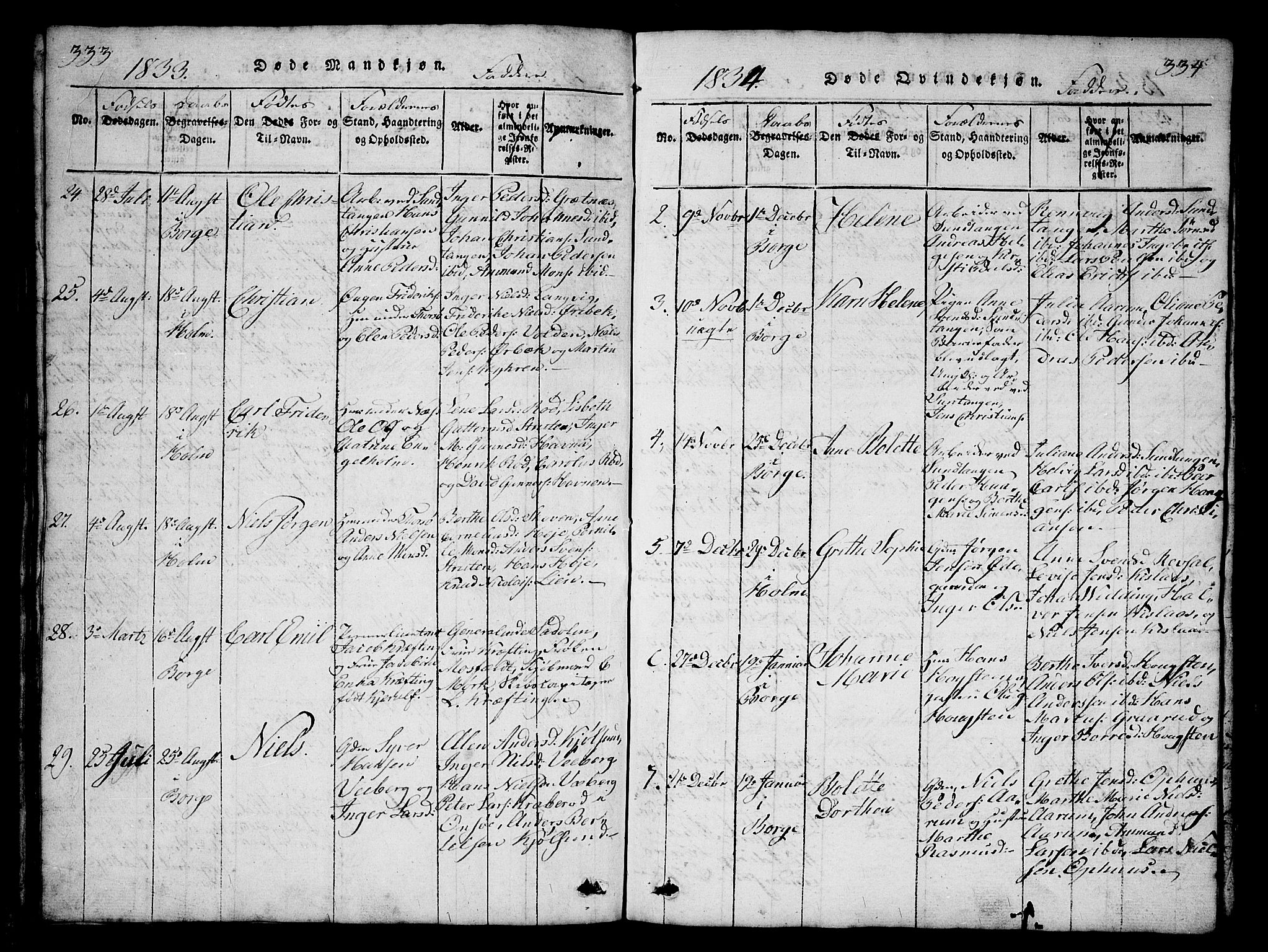 Borge prestekontor Kirkebøker, AV/SAO-A-10903/G/Ga/L0001: Parish register (copy) no.  I 1, 1815-1835, p. 333-334