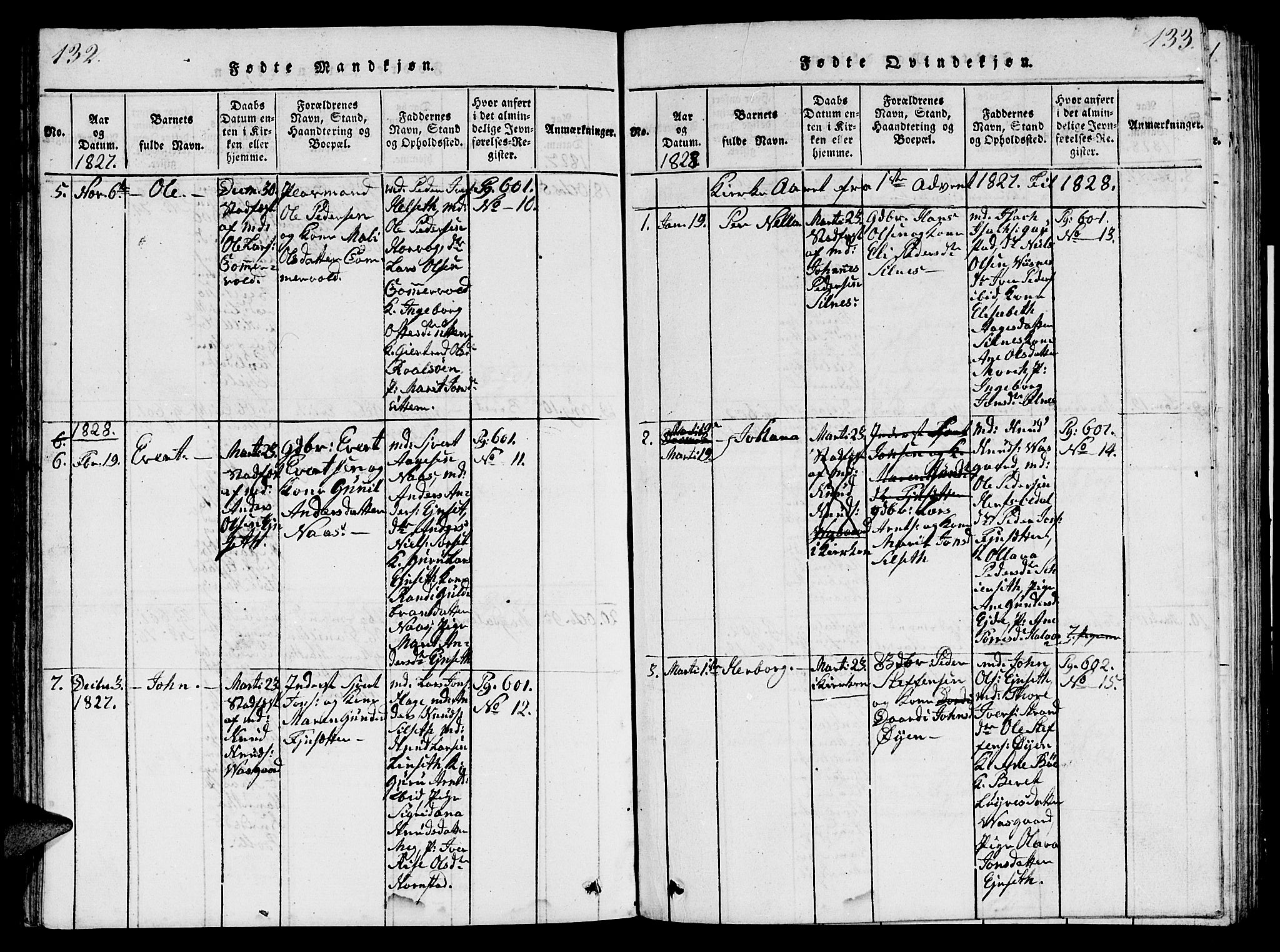 Ministerialprotokoller, klokkerbøker og fødselsregistre - Møre og Romsdal, SAT/A-1454/570/L0831: Parish register (official) no. 570A05, 1819-1829, p. 132-133