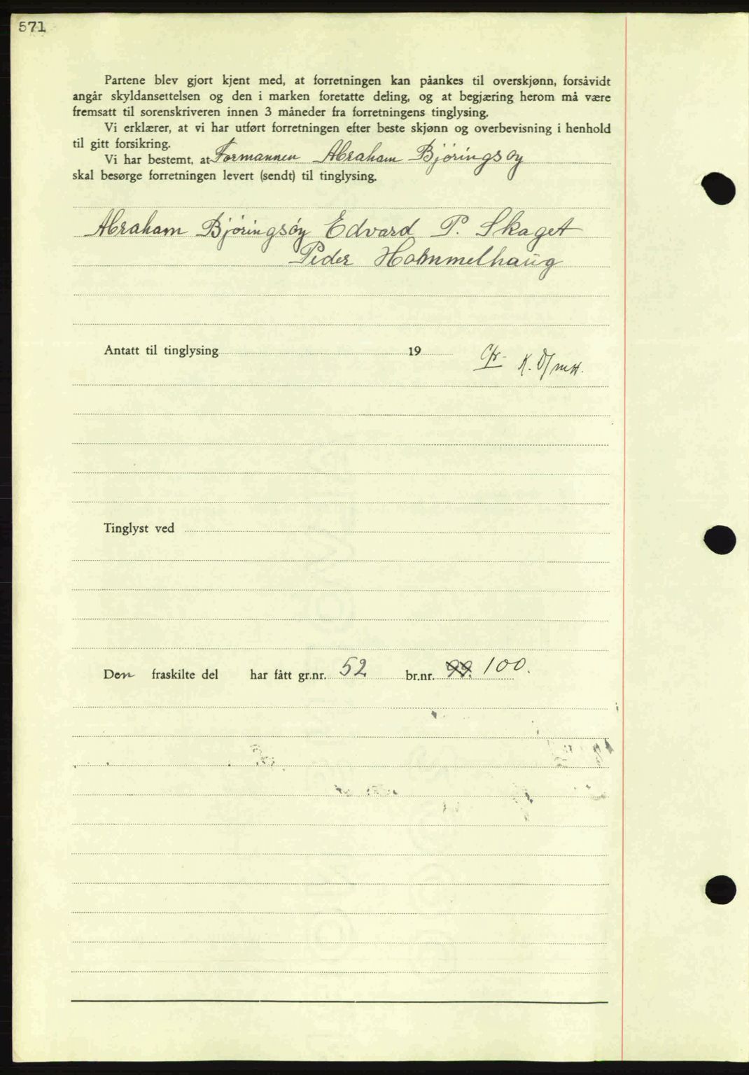 Nordmøre sorenskriveri, AV/SAT-A-4132/1/2/2Ca: Mortgage book no. A81, 1937-1937, Diary no: : 1070/1937