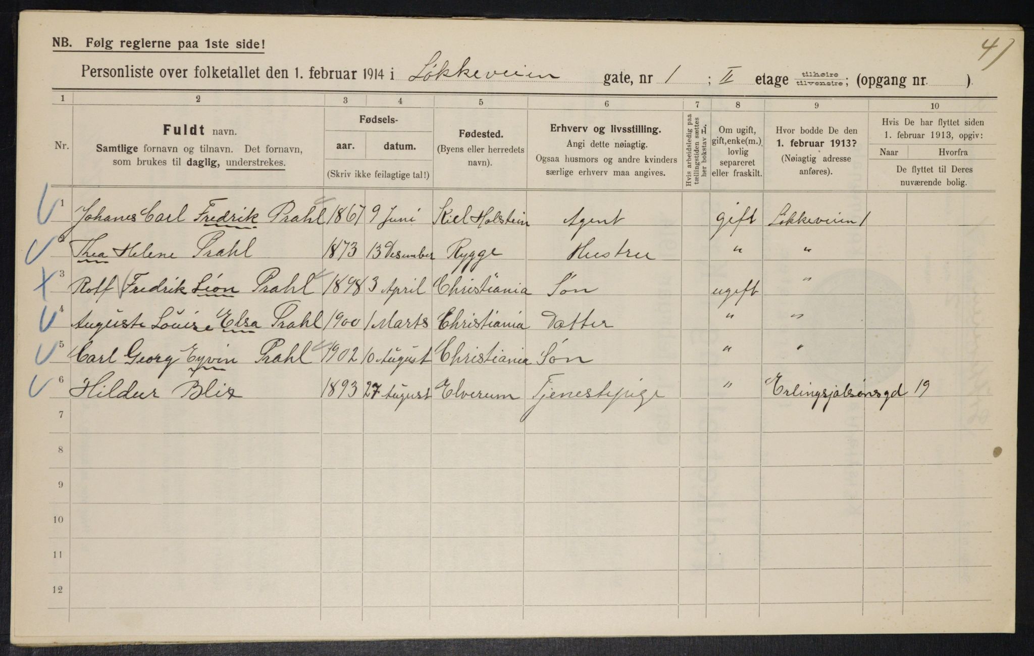 OBA, Municipal Census 1914 for Kristiania, 1914, p. 58564