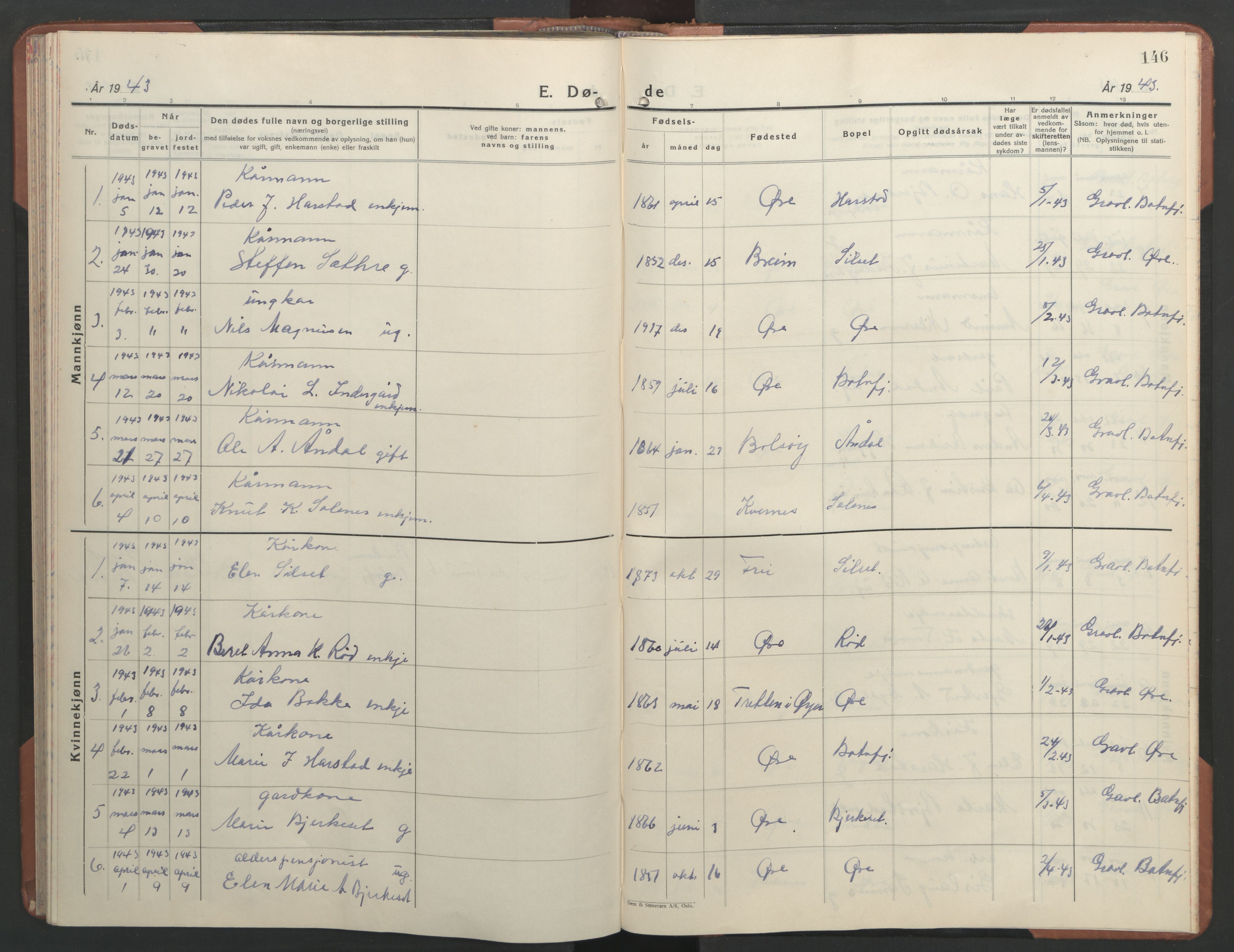 Ministerialprotokoller, klokkerbøker og fødselsregistre - Møre og Romsdal, AV/SAT-A-1454/584/L0971: Parish register (copy) no. 584C04, 1933-1946, p. 146