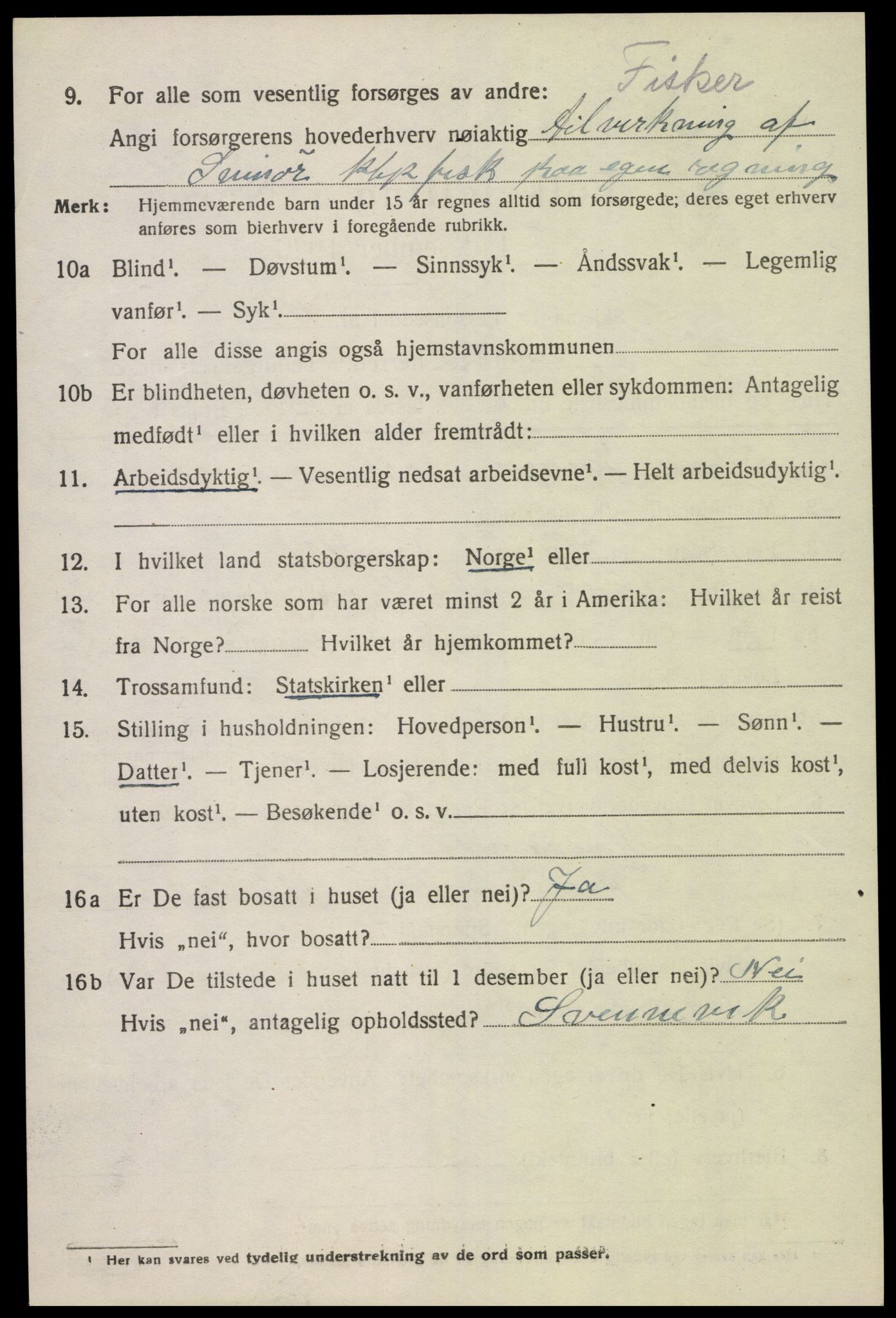 SAK, 1920 census for Spangereid, 1920, p. 1500