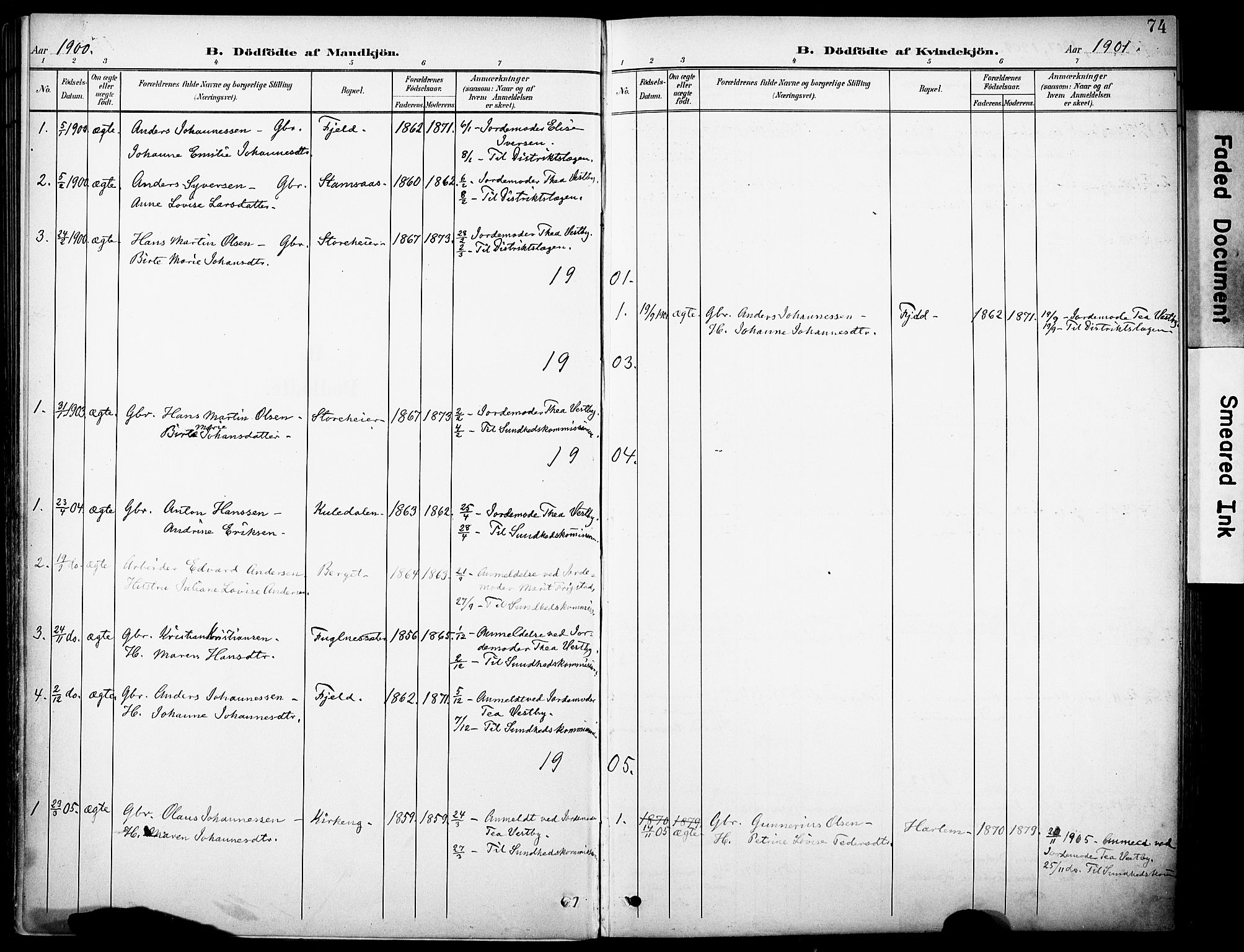 Rakkestad prestekontor Kirkebøker, AV/SAO-A-2008/F/Fb/L0002: Parish register (official) no. II 2, 1900-1920, p. 74