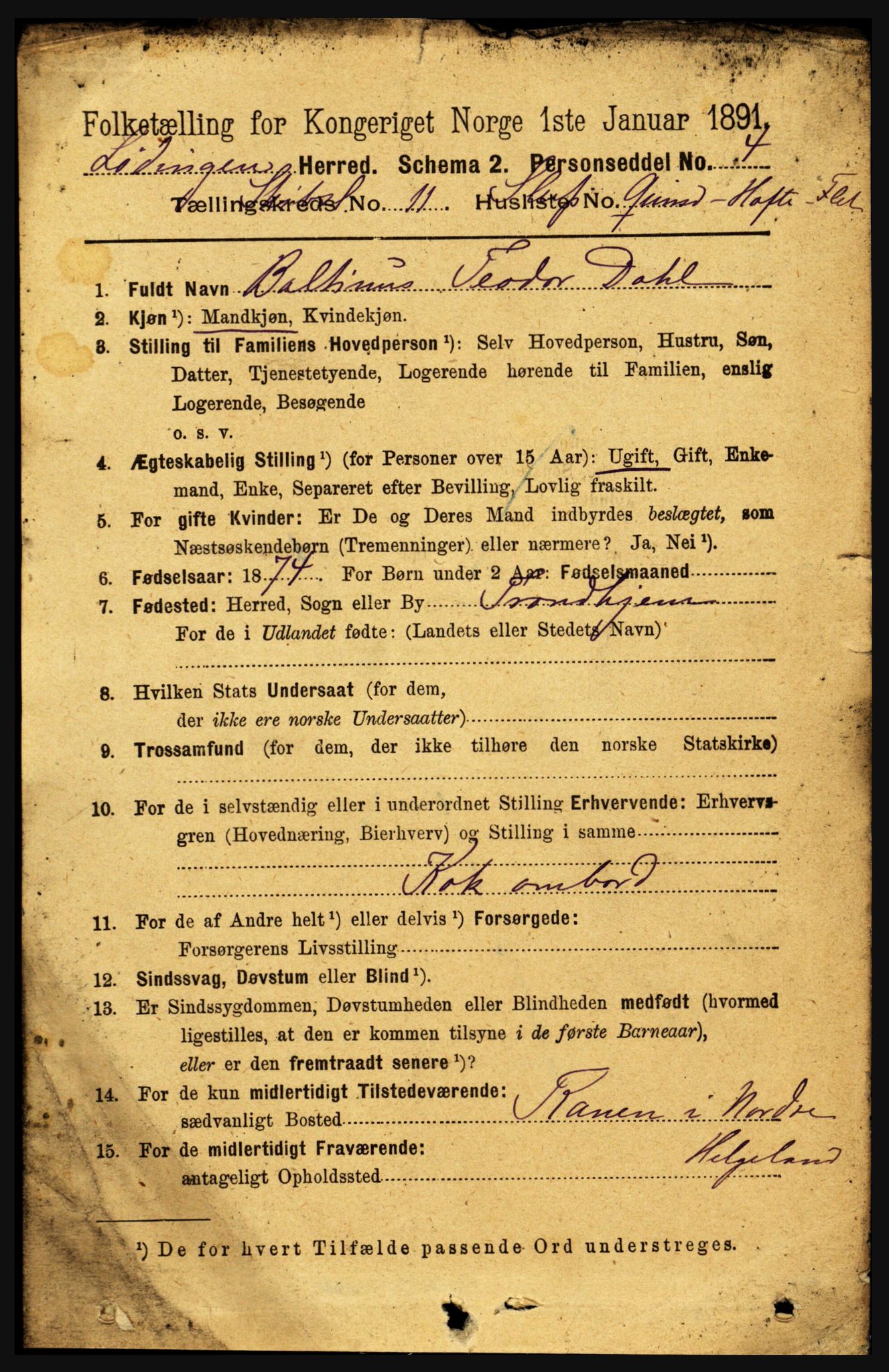 RA, 1891 census for 1851 Lødingen, 1891, p. 3963