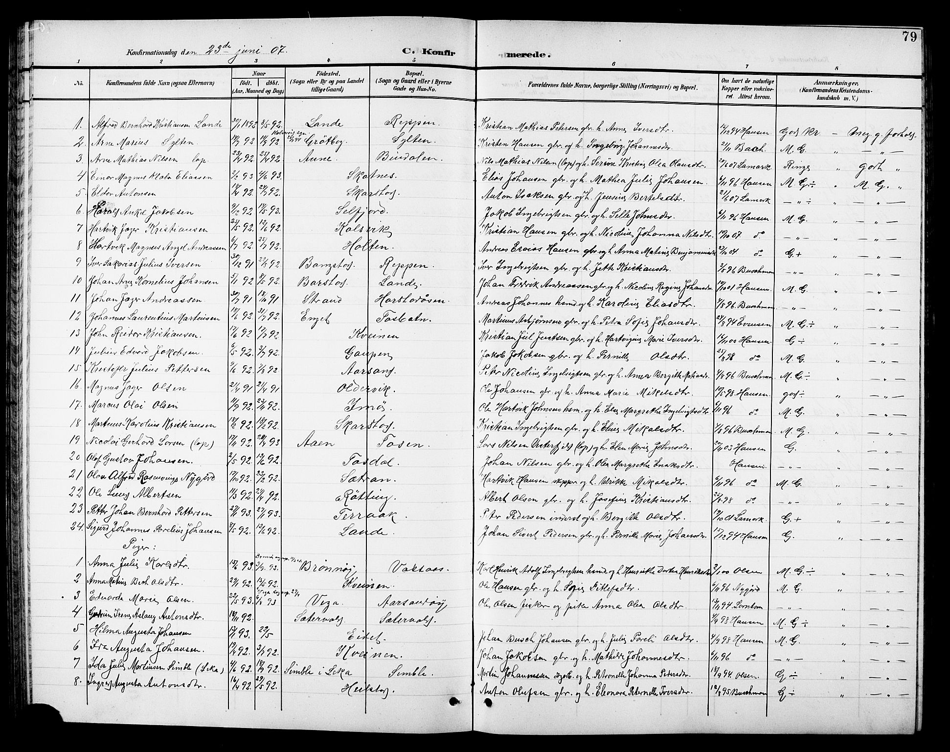 Ministerialprotokoller, klokkerbøker og fødselsregistre - Nordland, SAT/A-1459/810/L0161: Parish register (copy) no. 810C04, 1897-1910, p. 79