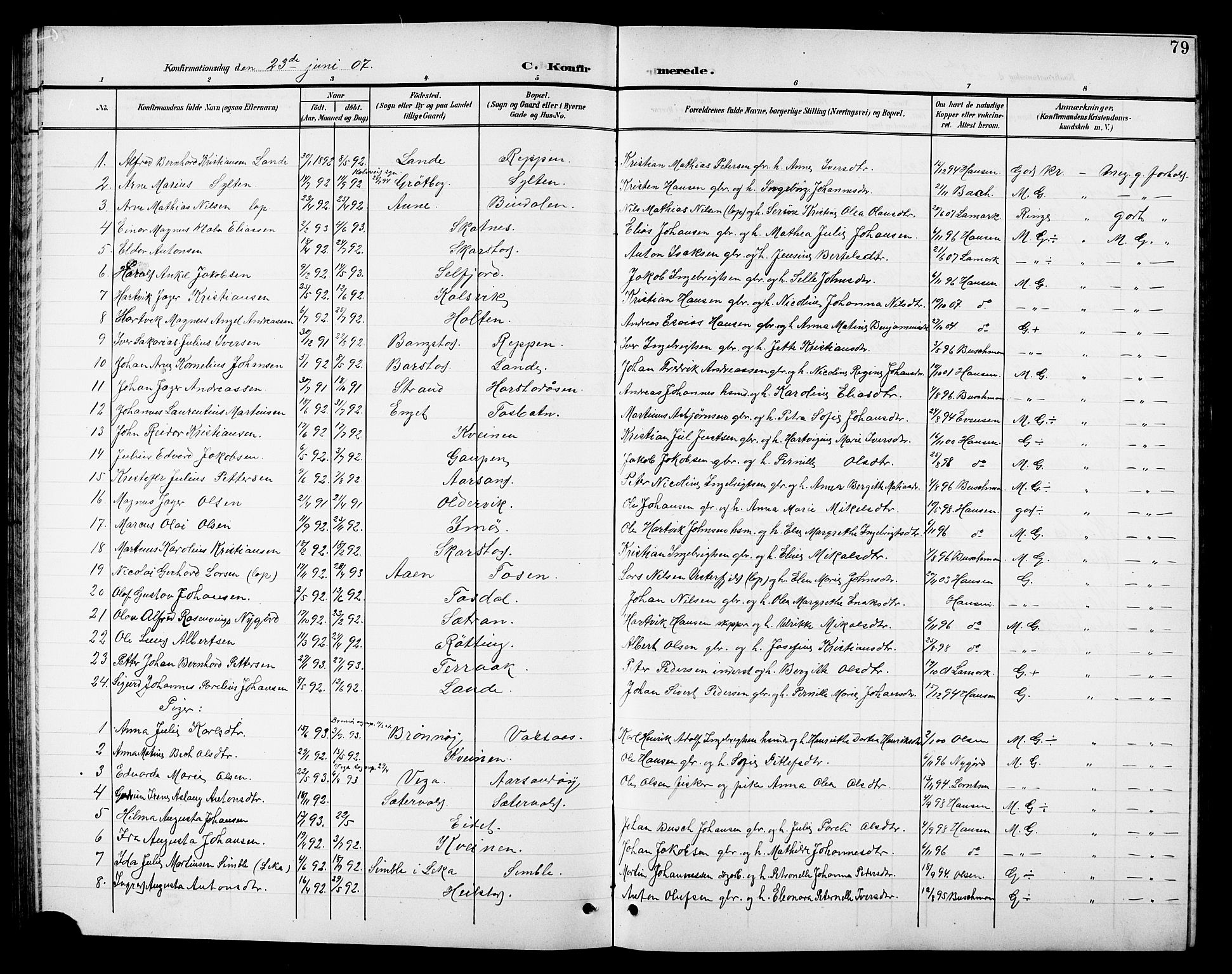 Ministerialprotokoller, klokkerbøker og fødselsregistre - Nordland, AV/SAT-A-1459/810/L0161: Parish register (copy) no. 810C04, 1897-1910, p. 79