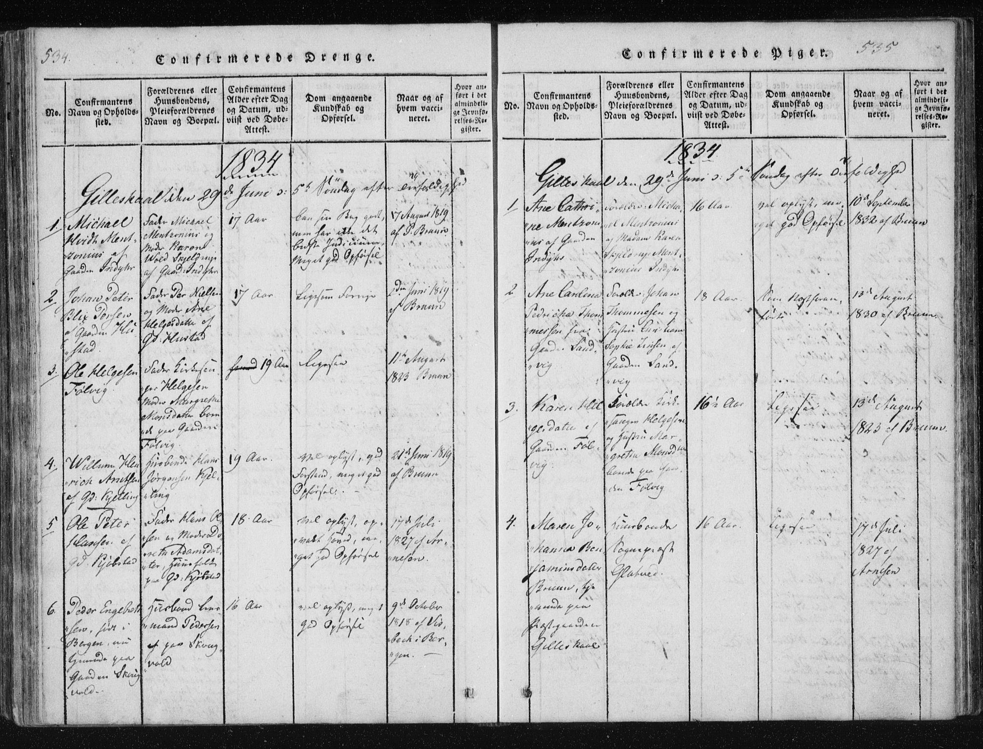 Ministerialprotokoller, klokkerbøker og fødselsregistre - Nordland, SAT/A-1459/805/L0096: Parish register (official) no. 805A03, 1820-1837, p. 534-535