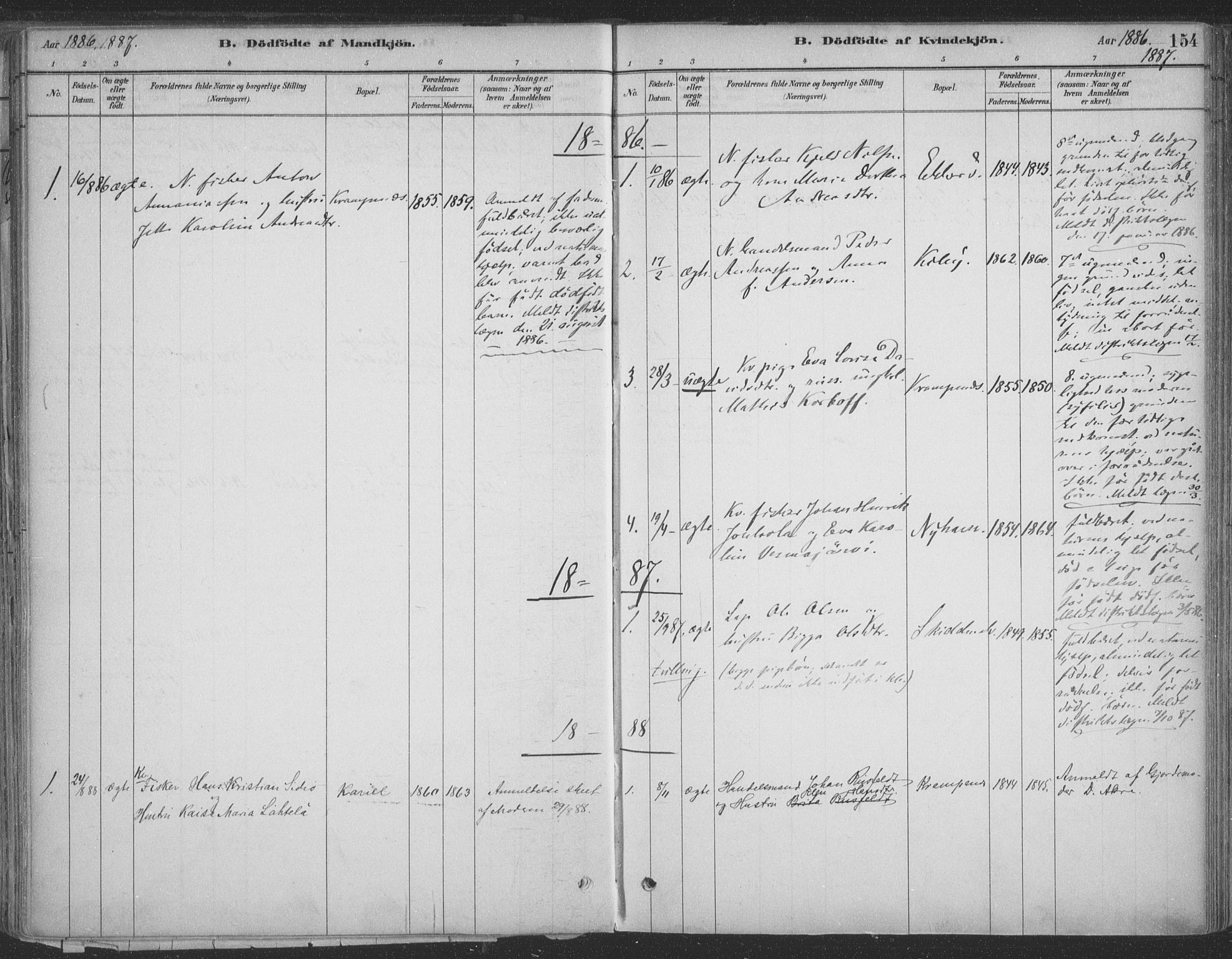 Vadsø sokneprestkontor, SATØ/S-1325/H/Ha/L0009kirke: Parish register (official) no. 9, 1881-1917, p. 154