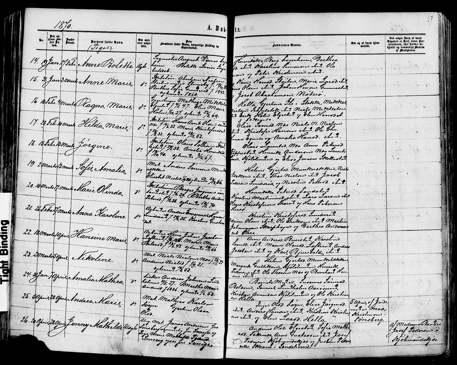Nøtterøy kirkebøker, SAKO/A-354/F/Fa/L0007: Parish register (official) no. I 7, 1865-1877, p. 67