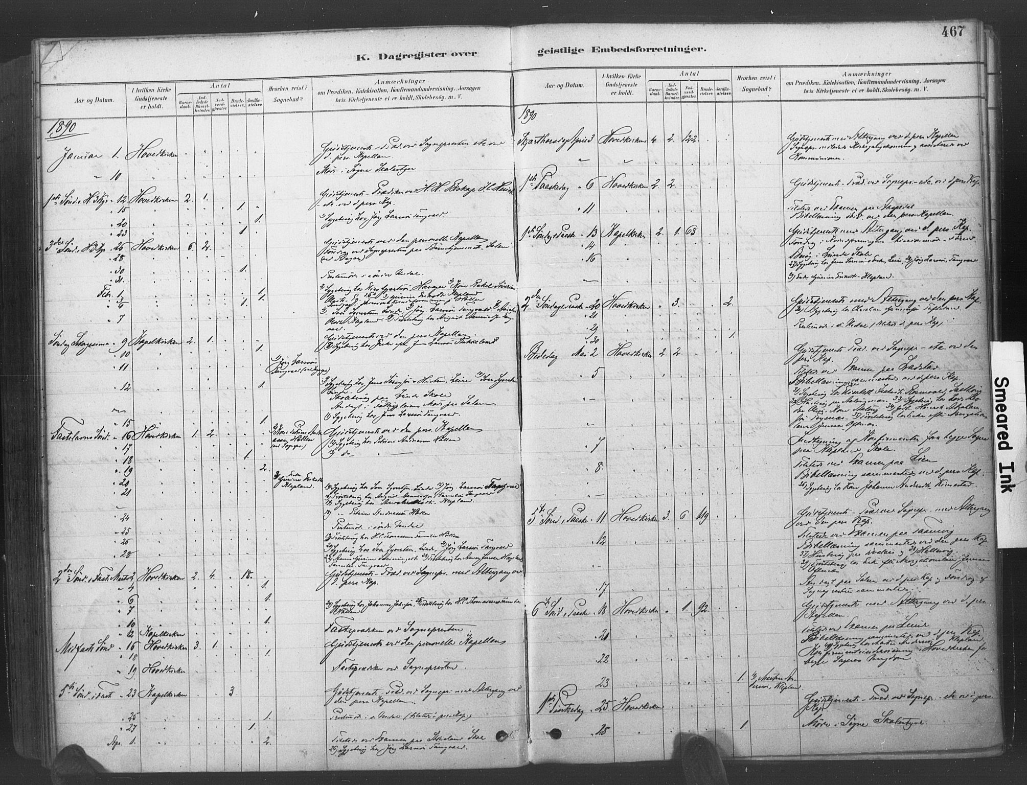 Søgne sokneprestkontor, SAK/1111-0037/F/Fa/Fab/L0012: Parish register (official) no. A 12, 1880-1891, p. 467