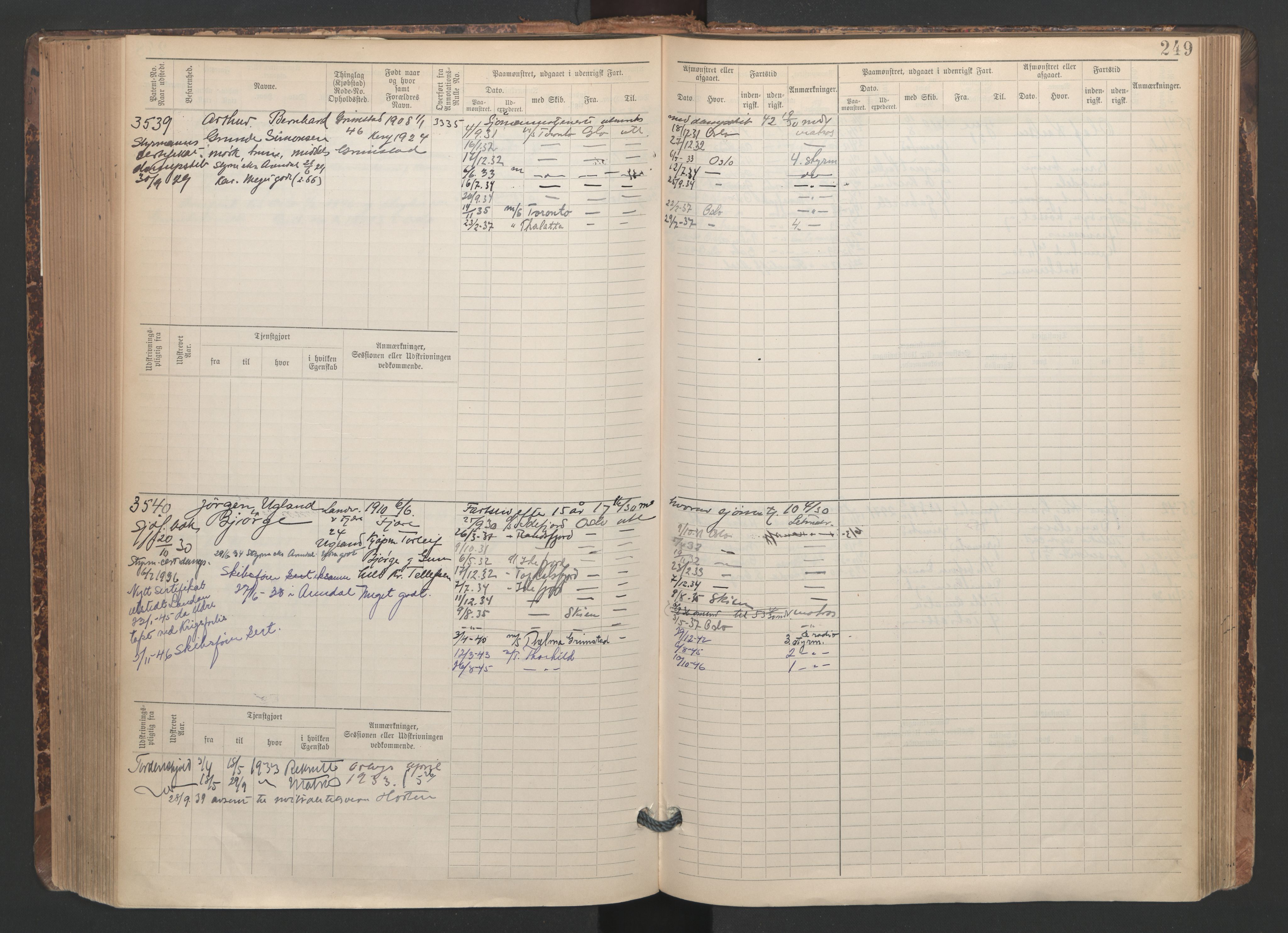 Grimstad mønstringskrets, AV/SAK-2031-0013/F/Fb/L0005: Hovedrulle A nr 3043-3804, F-8, 1900-1948, p. 252