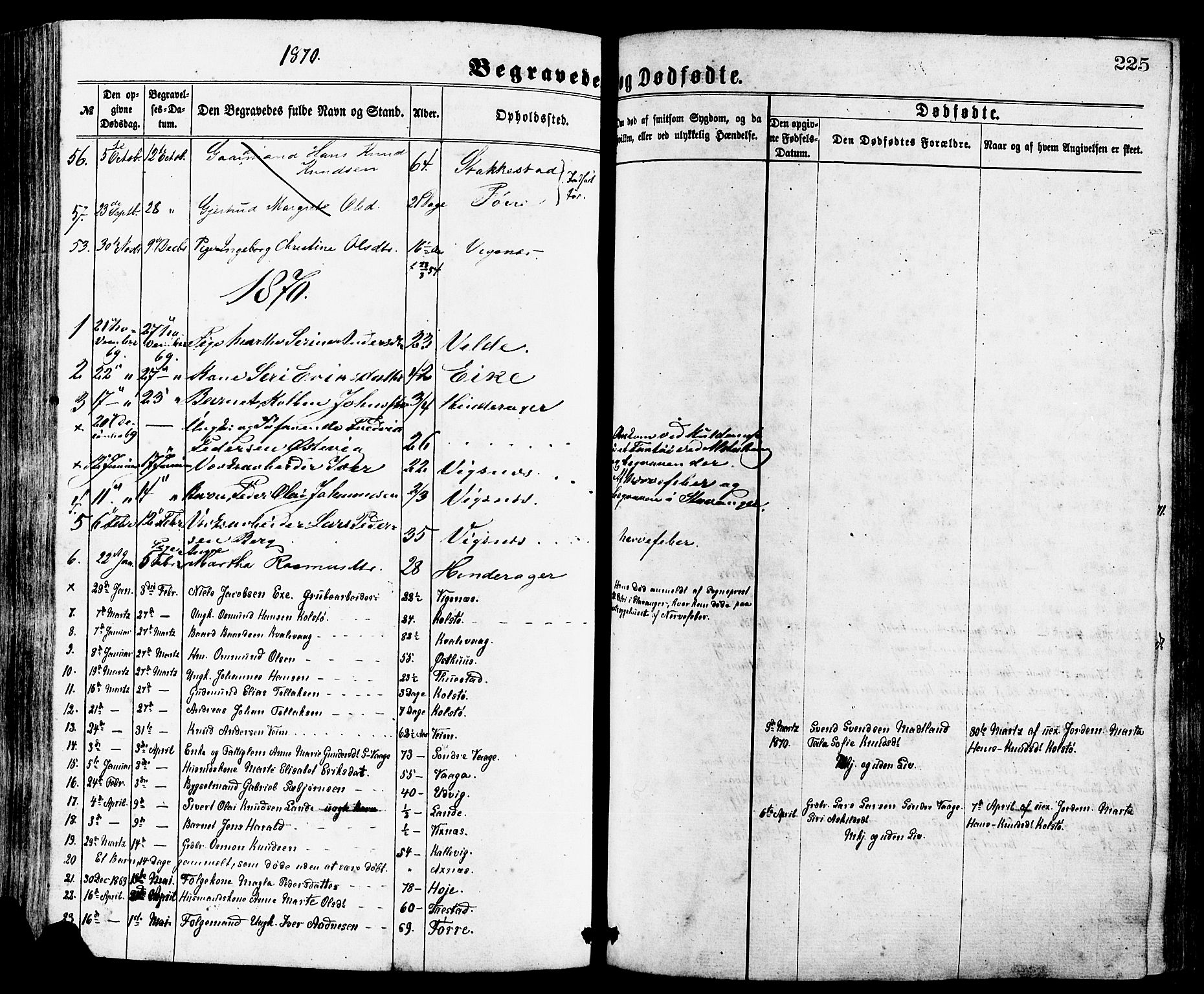 Avaldsnes sokneprestkontor, SAST/A -101851/H/Ha/Haa/L0012: Parish register (official) no. A 12, 1865-1880, p. 225