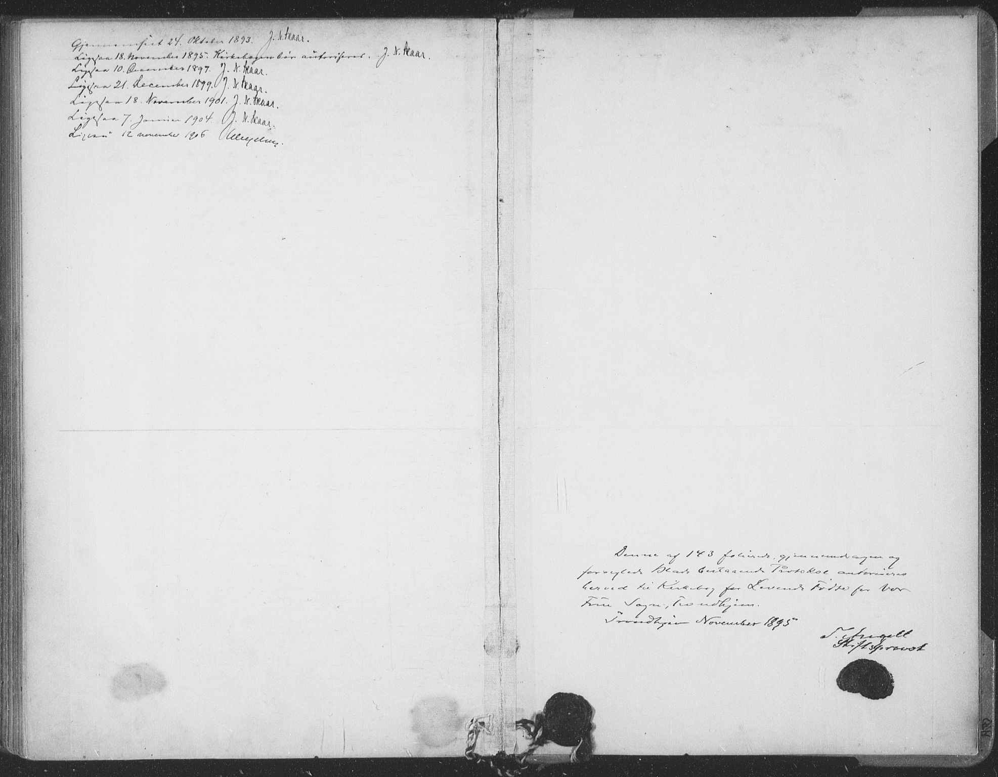 Ministerialprotokoller, klokkerbøker og fødselsregistre - Sør-Trøndelag, SAT/A-1456/602/L0122: Parish register (official) no. 602A20, 1892-1908