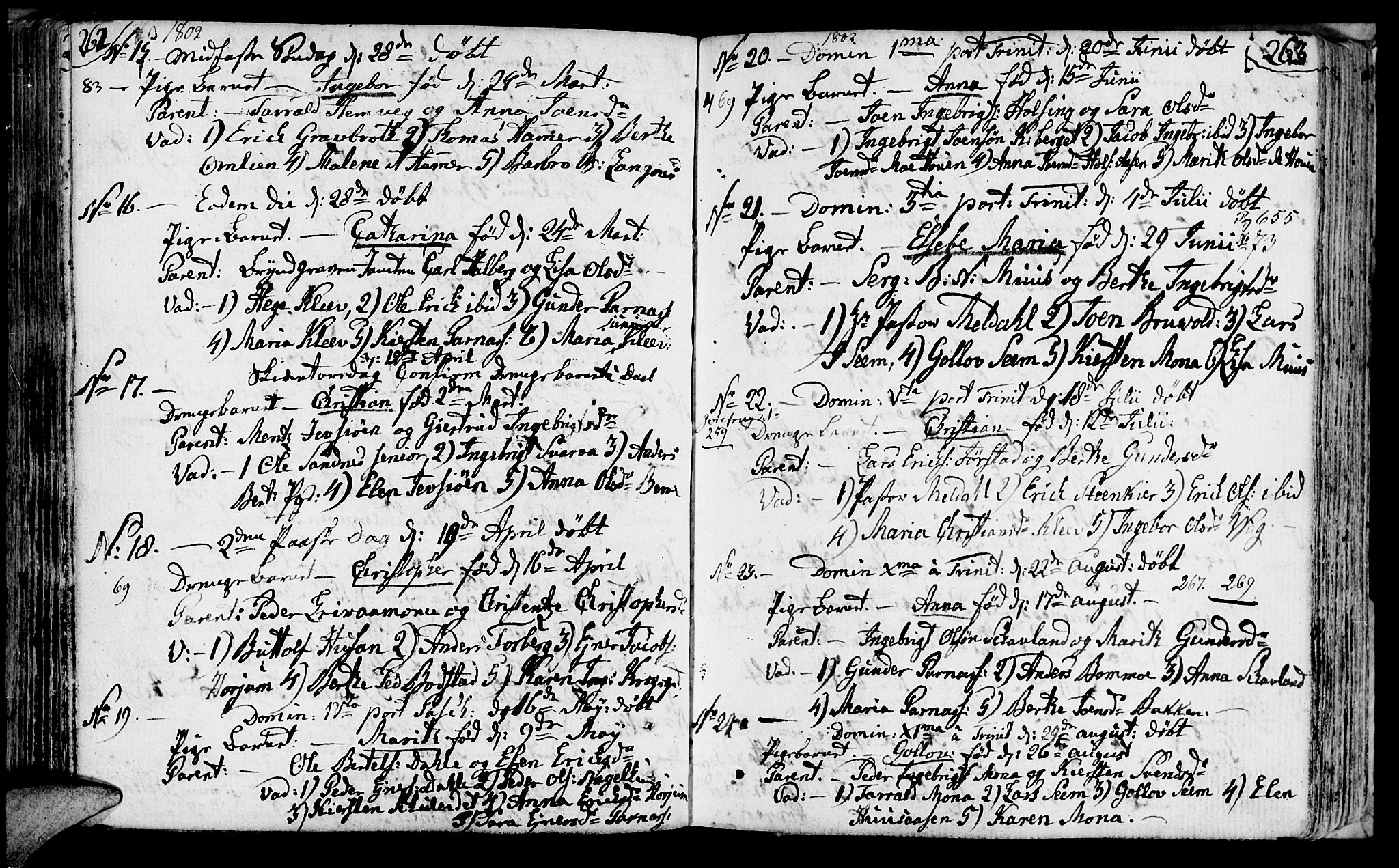 Ministerialprotokoller, klokkerbøker og fødselsregistre - Nord-Trøndelag, SAT/A-1458/749/L0468: Parish register (official) no. 749A02, 1787-1817, p. 262-263