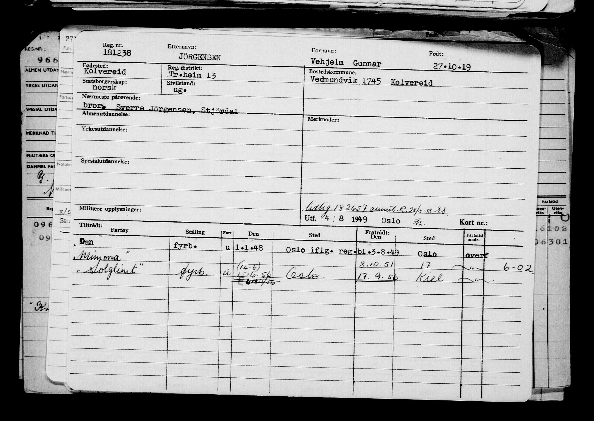 Direktoratet for sjømenn, AV/RA-S-3545/G/Gb/L0173: Hovedkort, 1919, p. 160