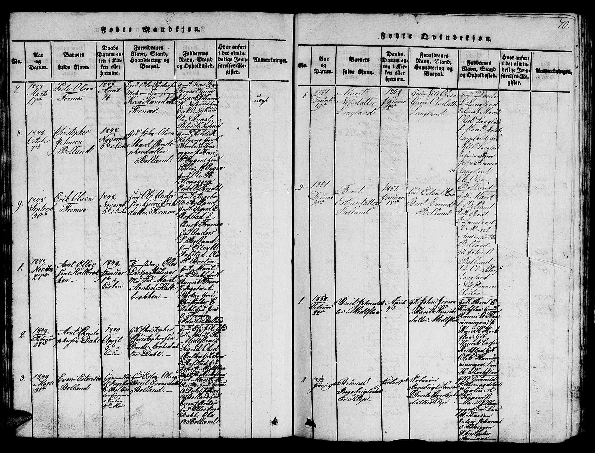 Ministerialprotokoller, klokkerbøker og fødselsregistre - Sør-Trøndelag, AV/SAT-A-1456/693/L1121: Parish register (copy) no. 693C02, 1816-1869, p. 70