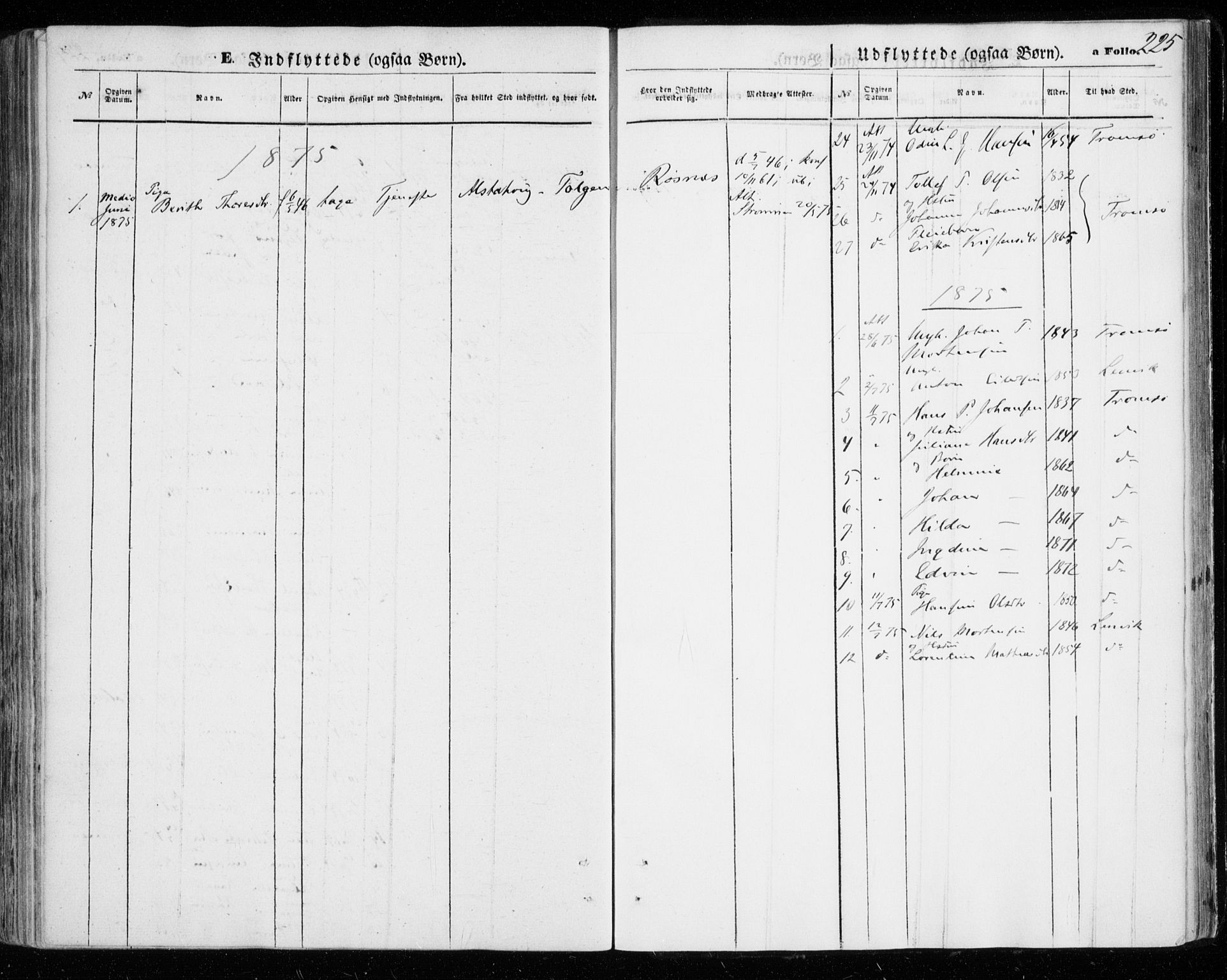 Tromsøysund sokneprestkontor, SATØ/S-1304/G/Ga/L0002kirke: Parish register (official) no. 2, 1867-1875, p. 225